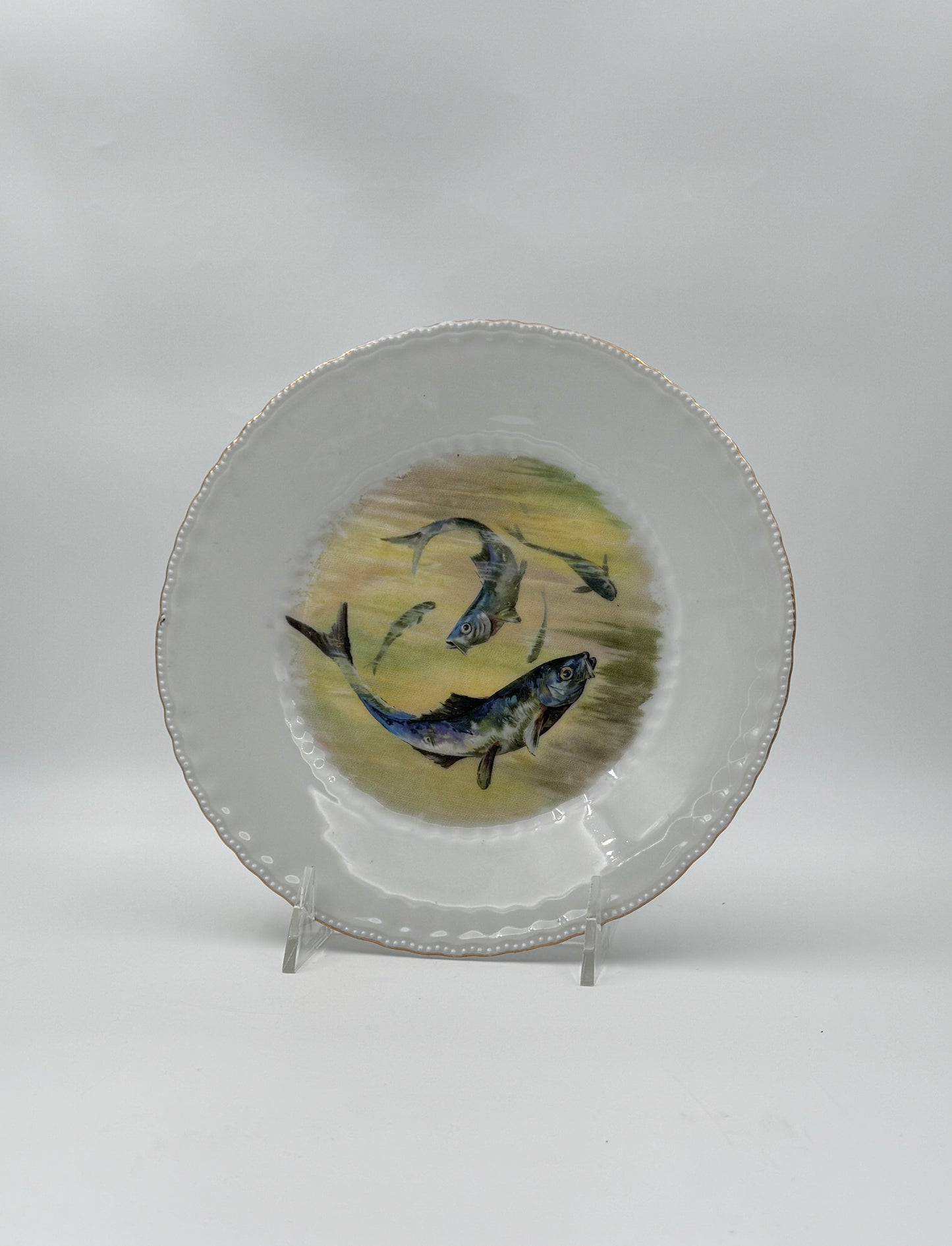 Set of 6 Victoria Austria Fish Plates – Hand-Painted Porcelain