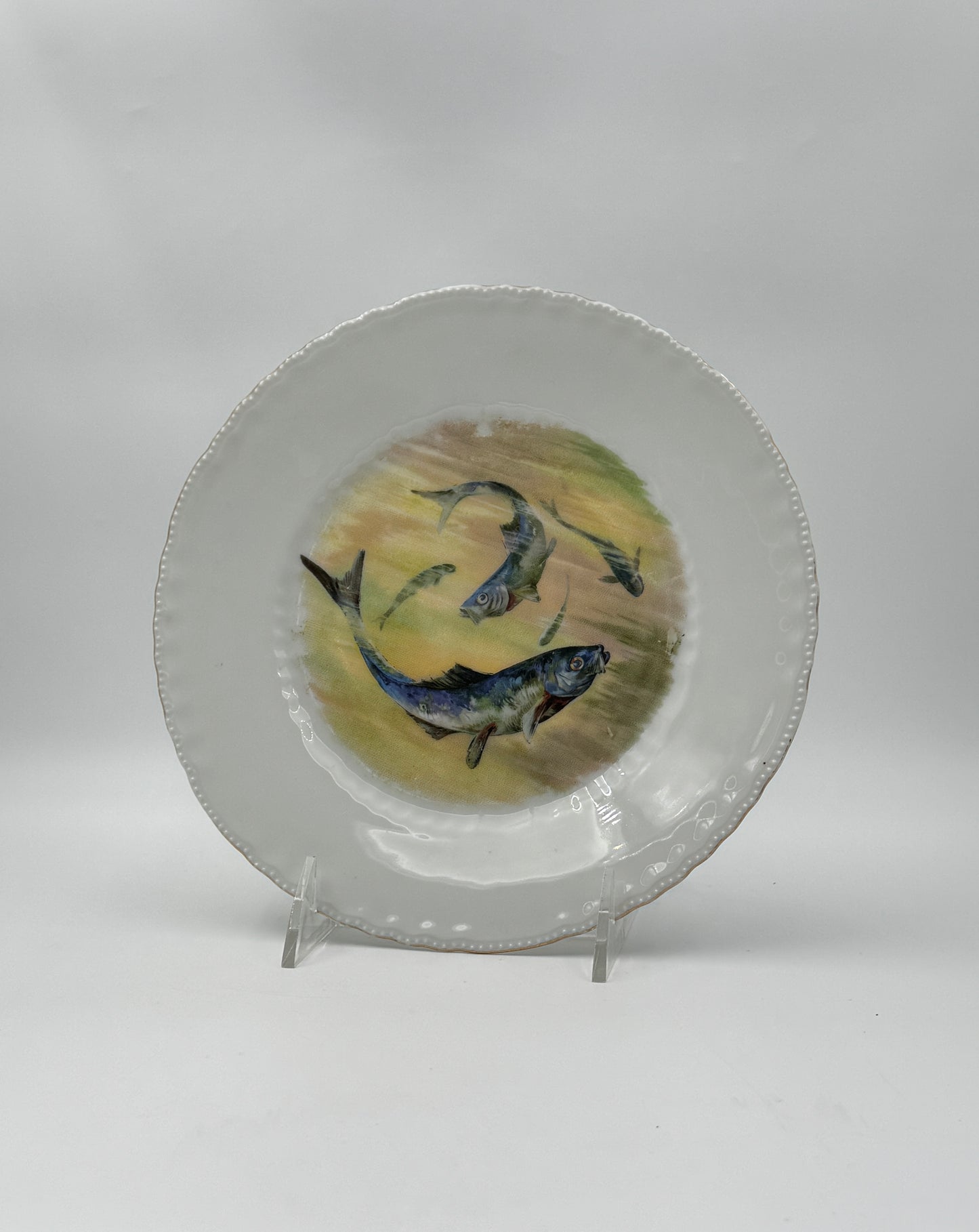 Set of 6 Victoria Austria Fish Plates – Hand-Painted Porcelain