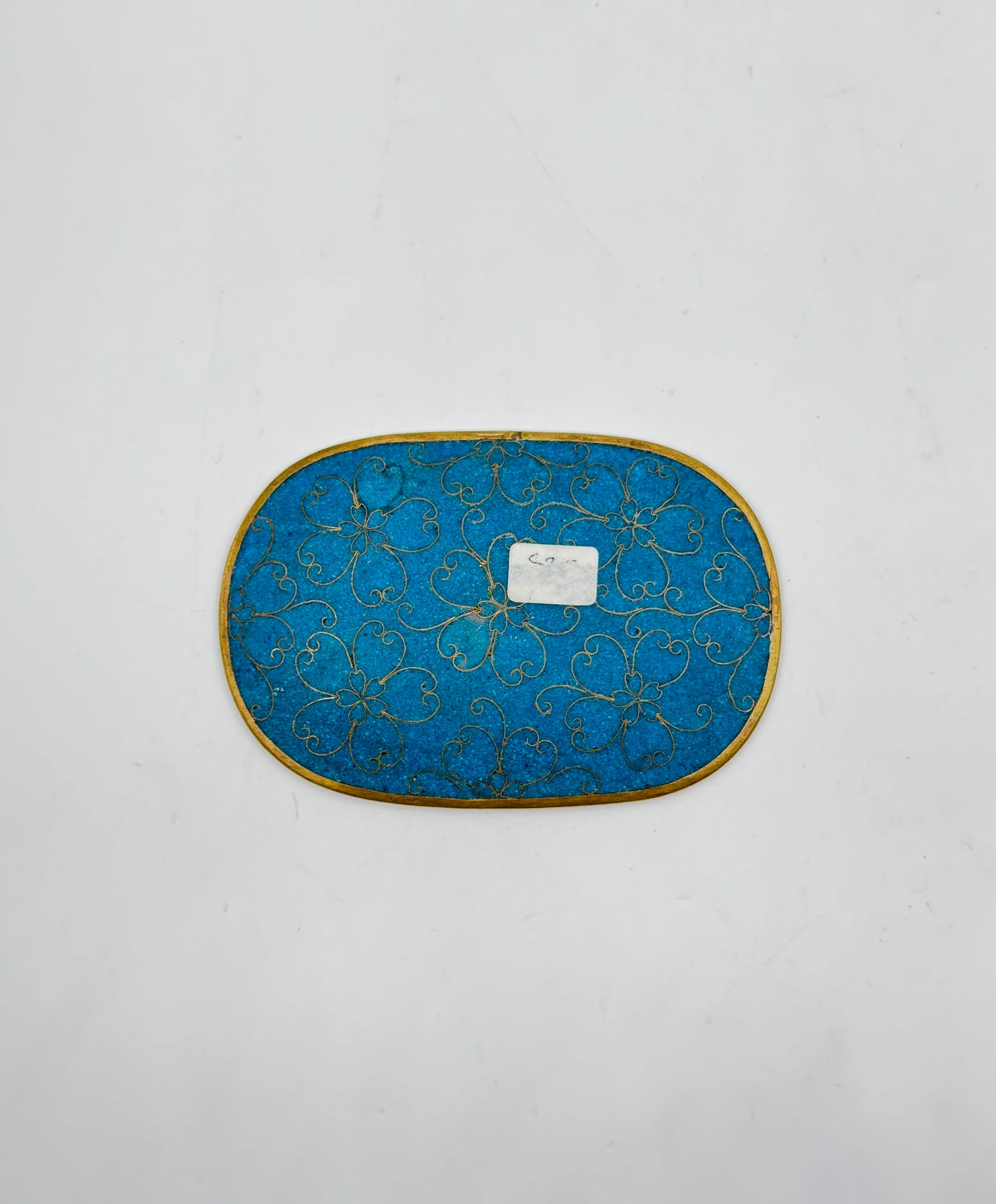 Vintage Chinese Cloisonné Oval Dish – Birds & Blossoms on Sky Blue