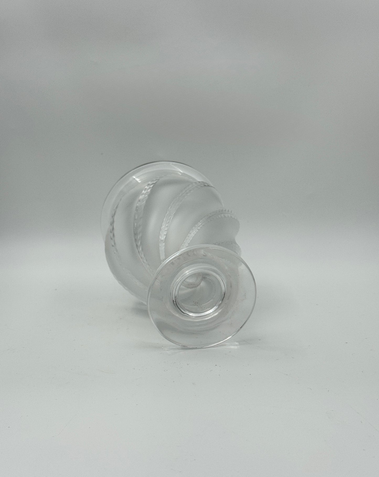 Lalique France Signed Ermenonville Clear and Frosted Swirl Pedestal Vase