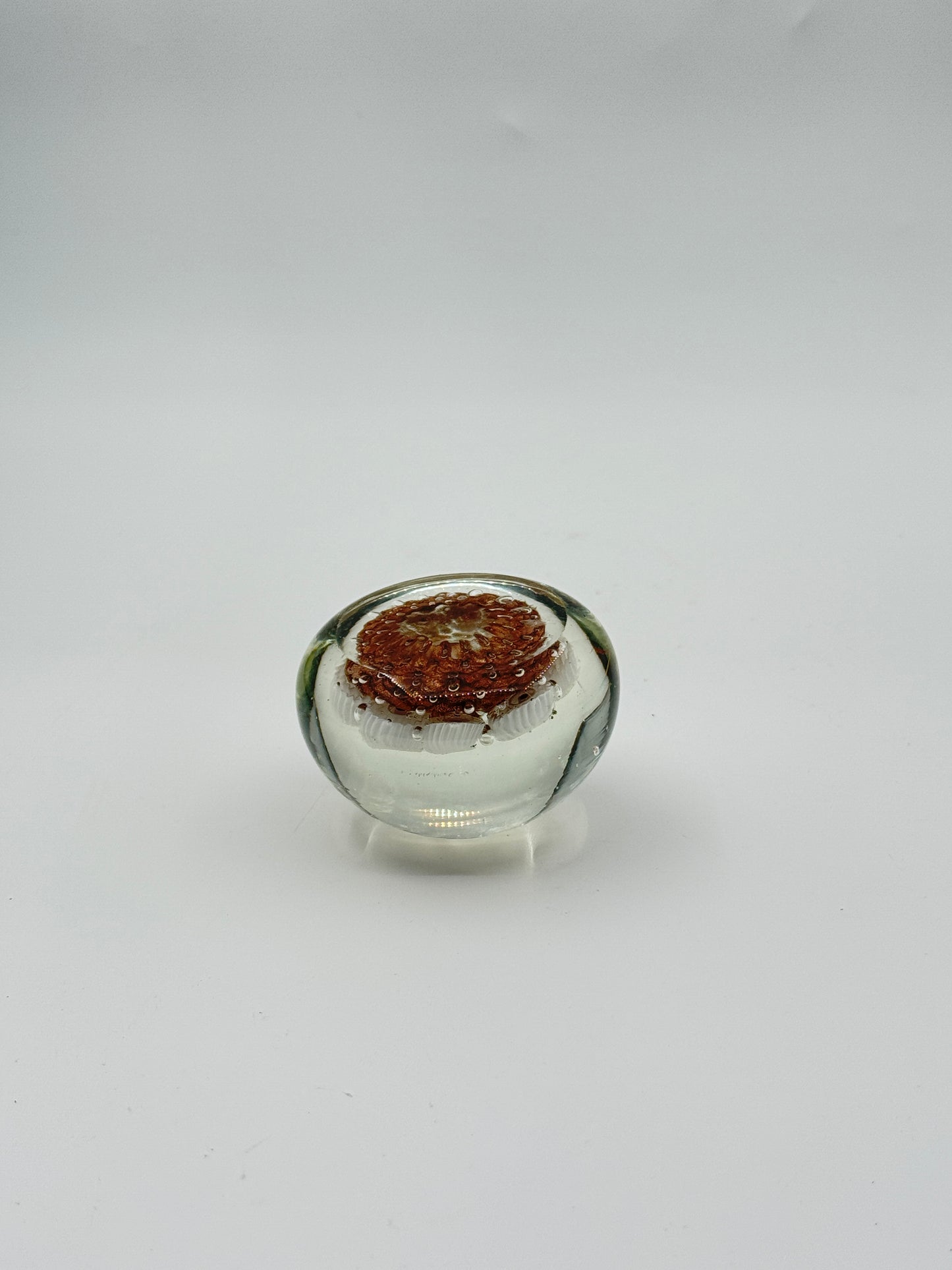 Murano Glass Paperweight – White Millefiori & Gold Flecks