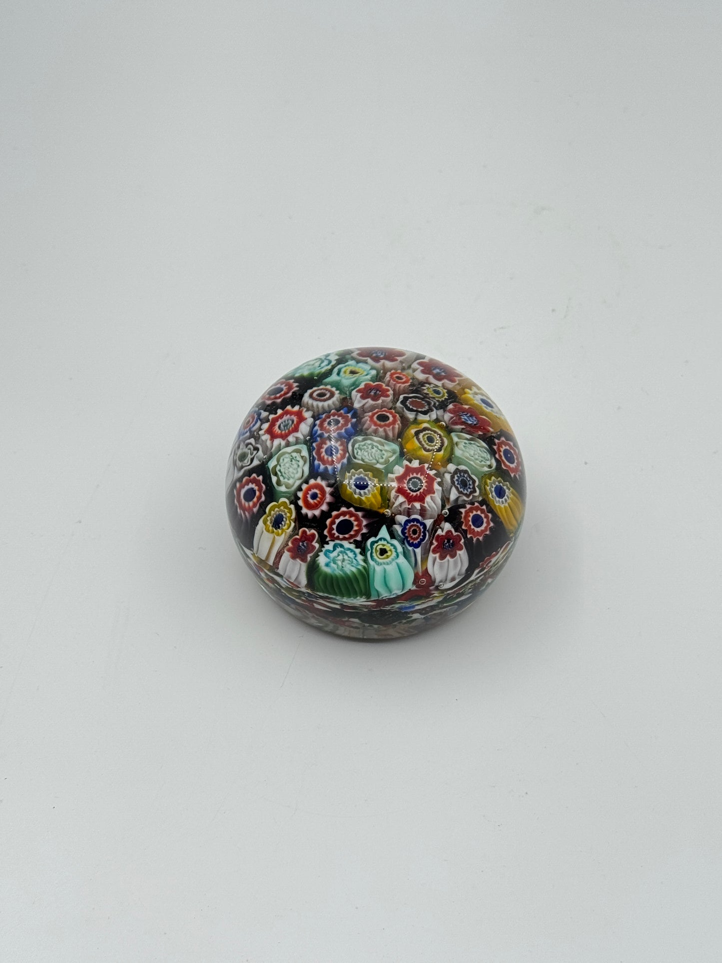 Murano Glass Paperweight – Multicolored Millefiori Floral Design