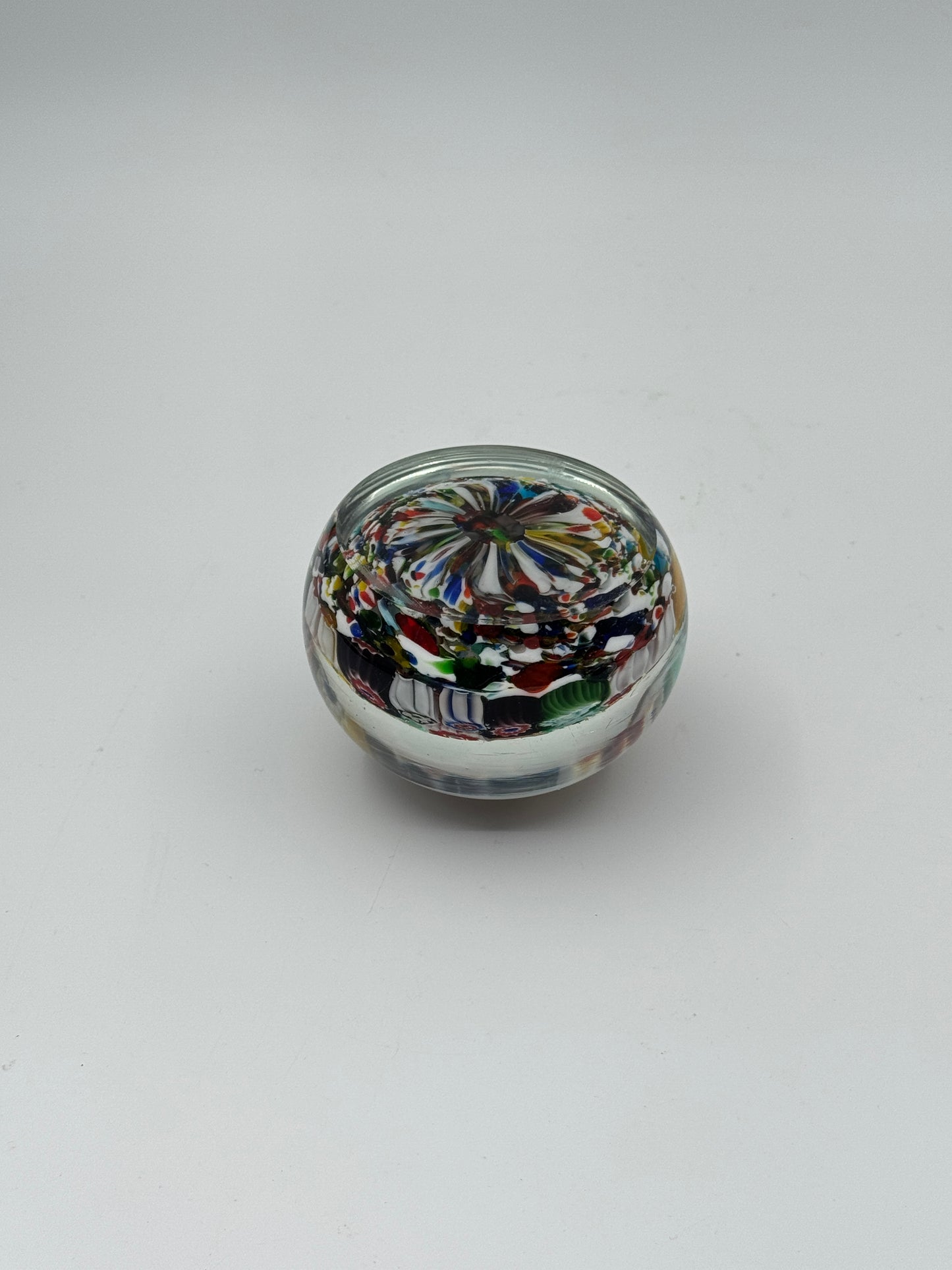 Murano Glass Paperweight – Multicolored Millefiori Floral Design