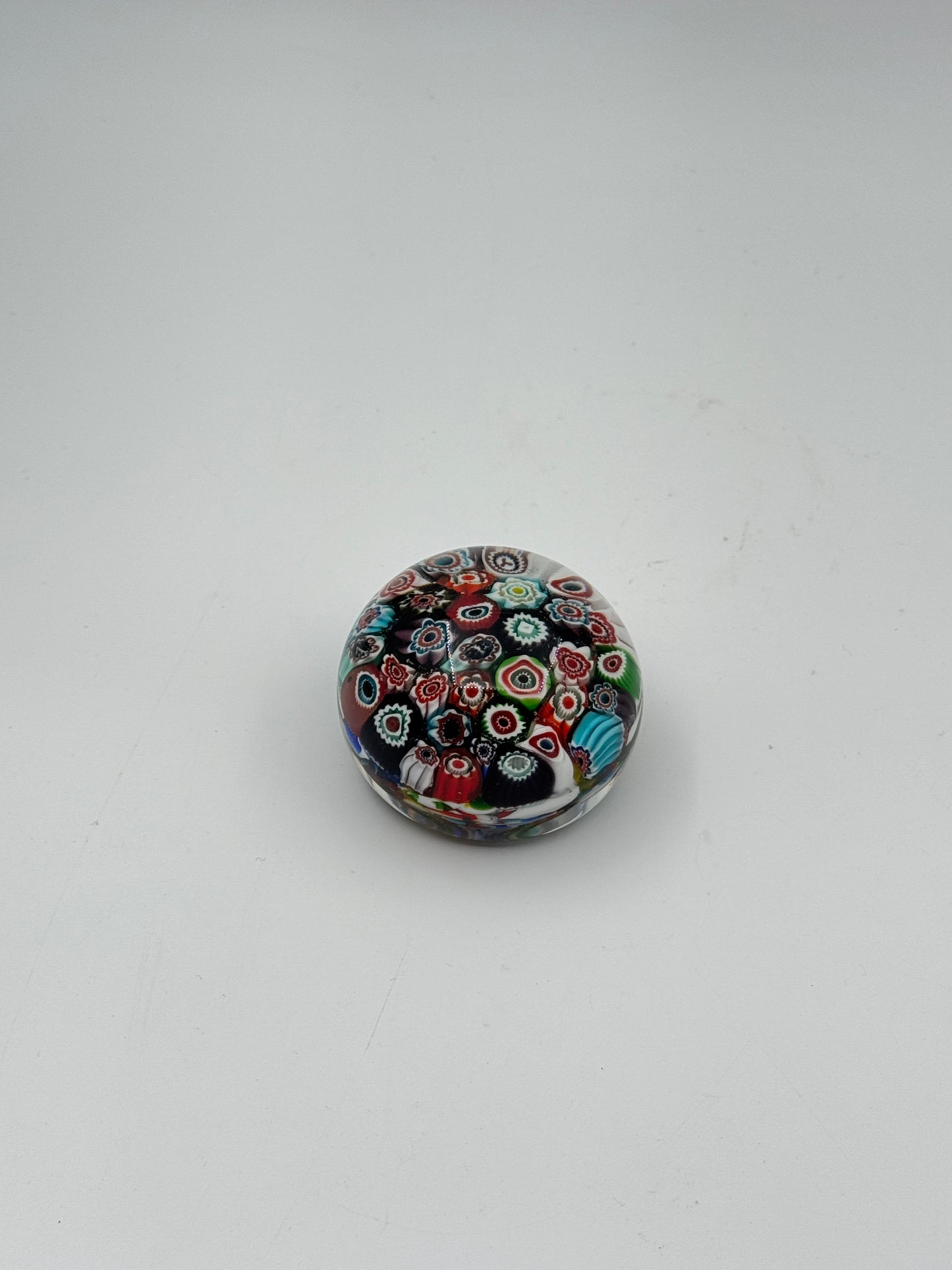Murano Glass Paperweight – Multicolored Millefiori Design – Italy