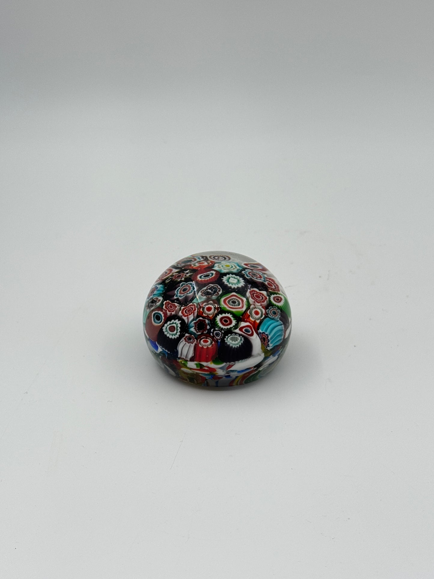 Murano Glass Paperweight – Multicolored Millefiori Design – Italy