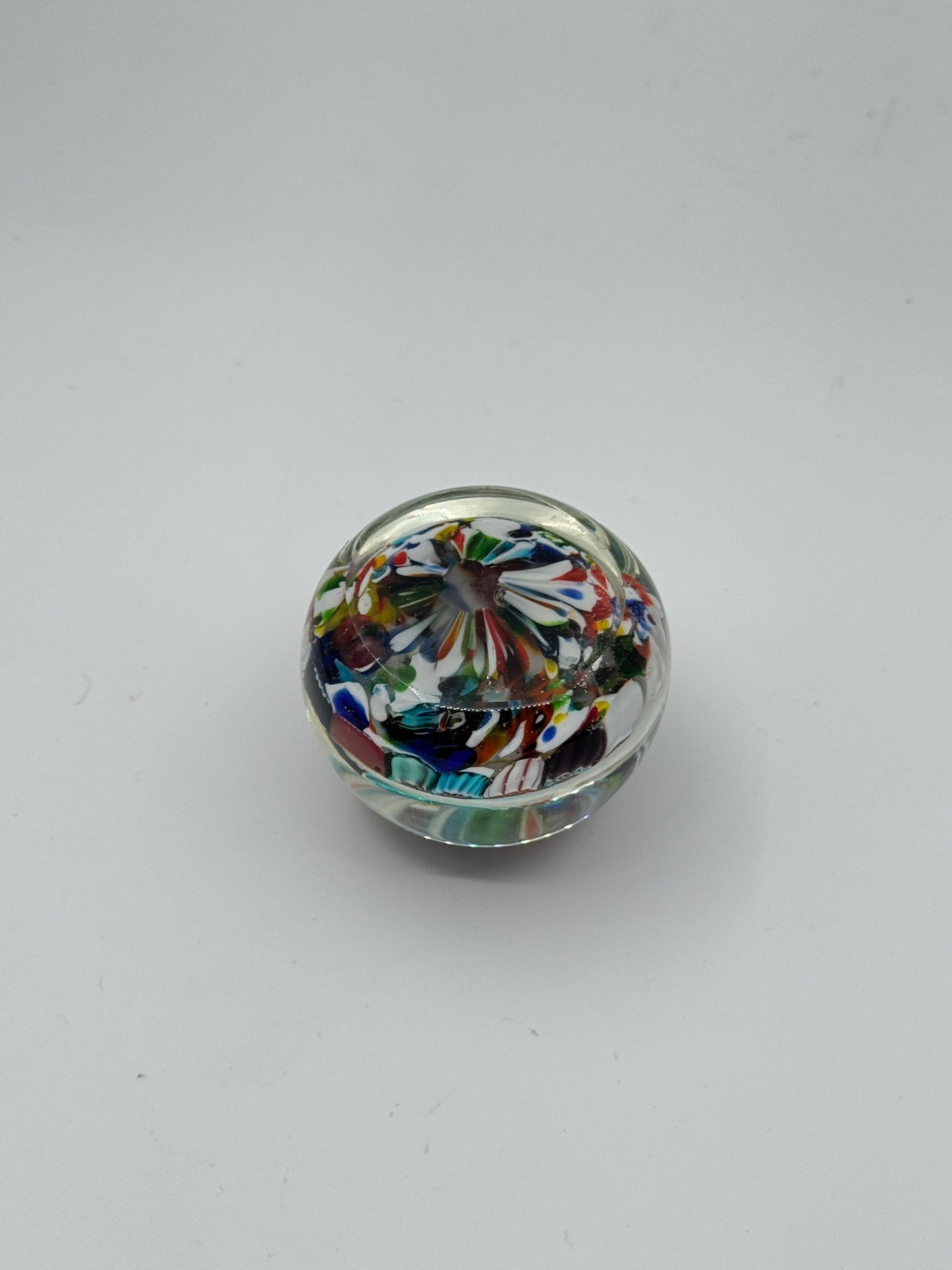 Murano Glass Paperweight – Multicolored Millefiori Design – Italy