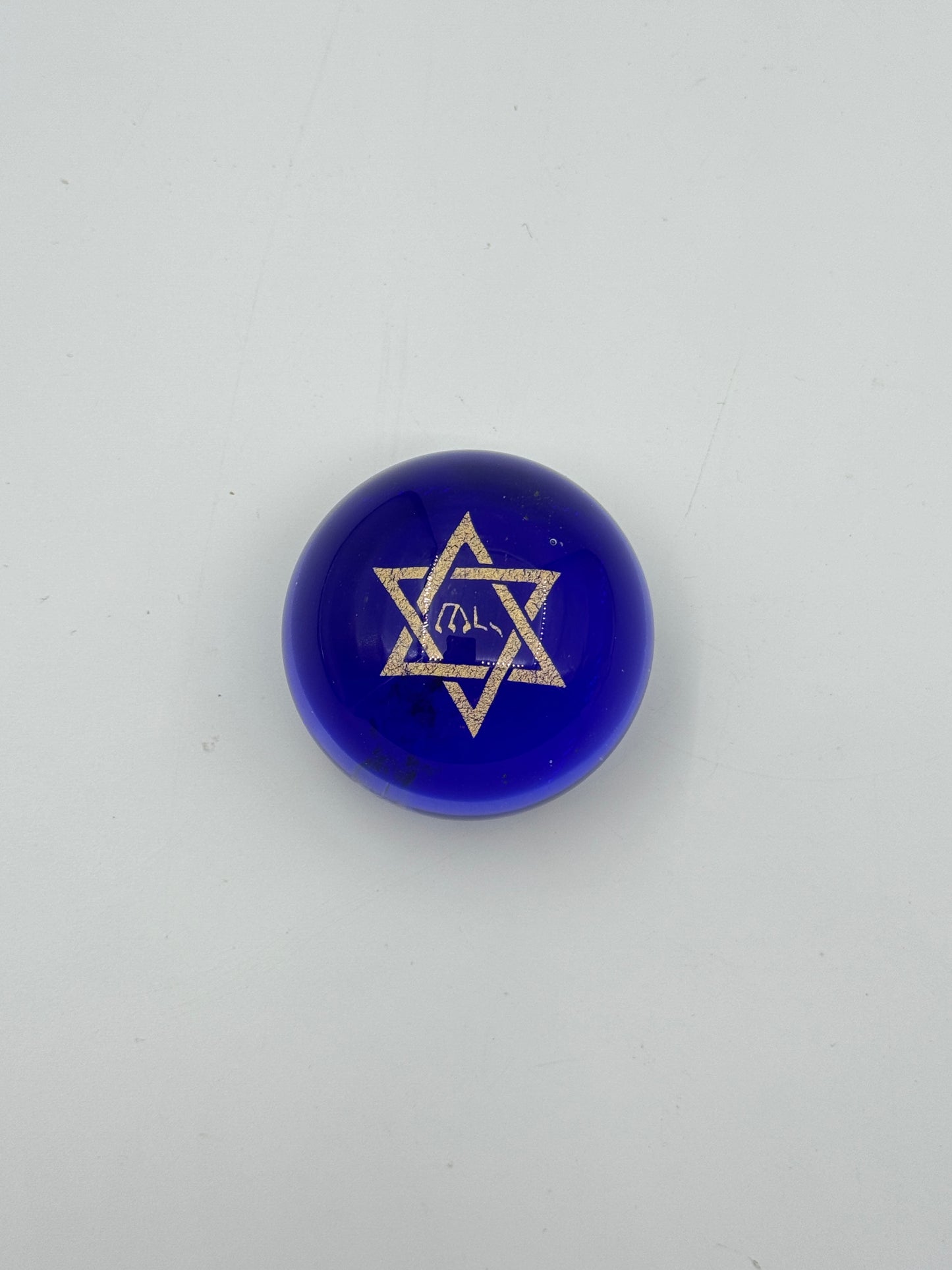 Murano Glass Paperweight – Star of David on Cobalt Blue Base