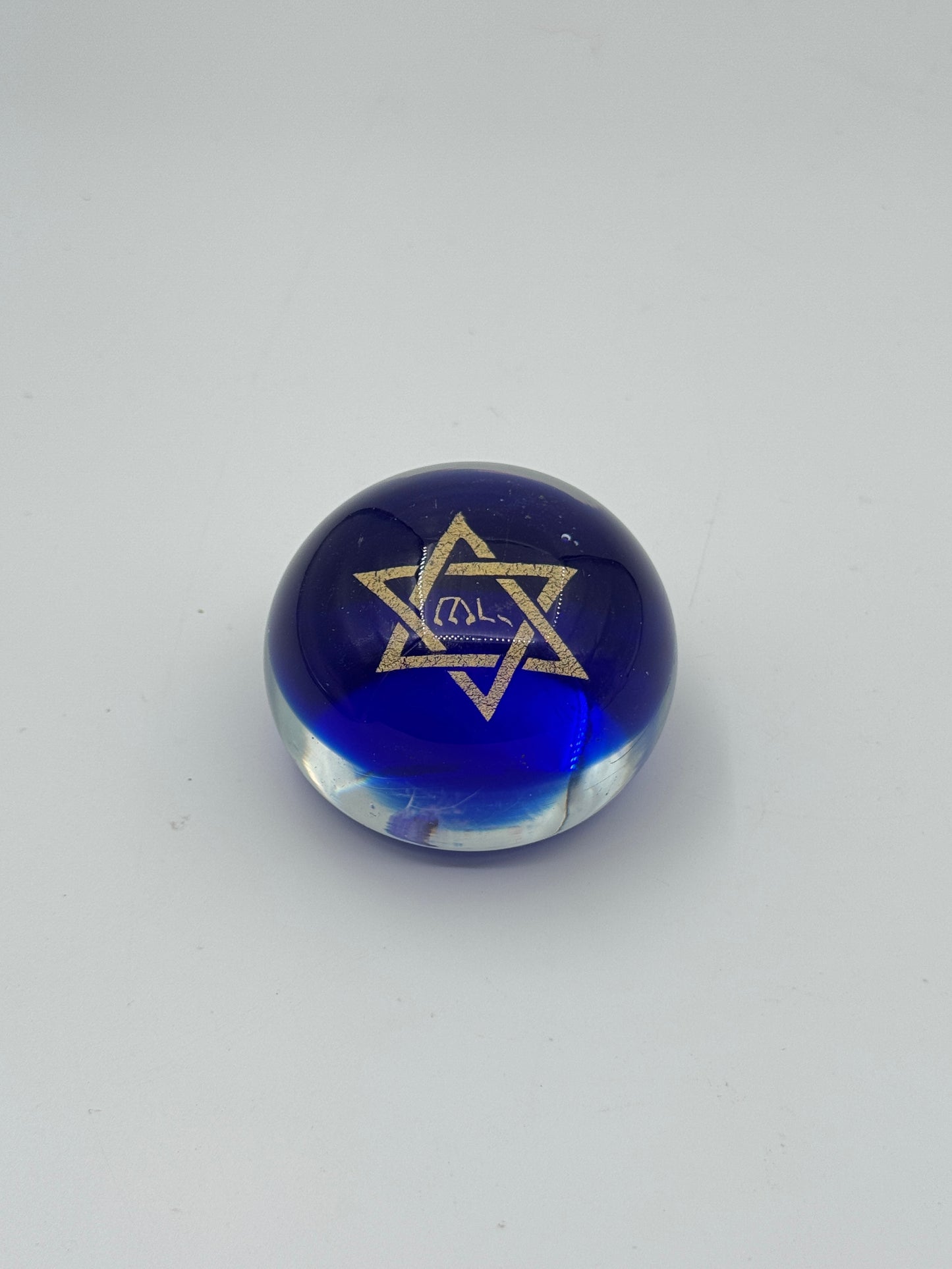 Murano Glass Paperweight – Star of David on Cobalt Blue Base