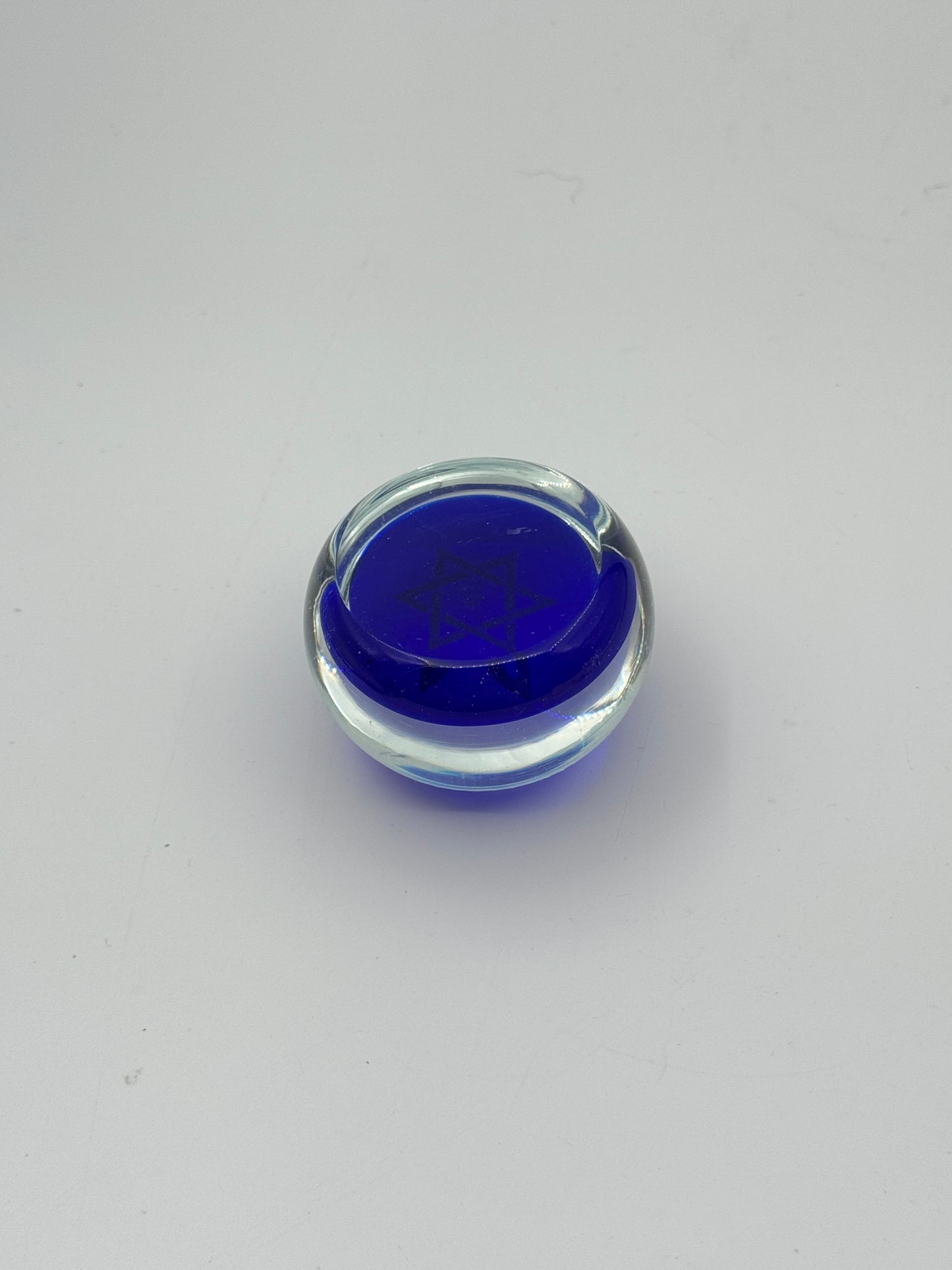 Murano Glass Paperweight – Star of David on Cobalt Blue Base
