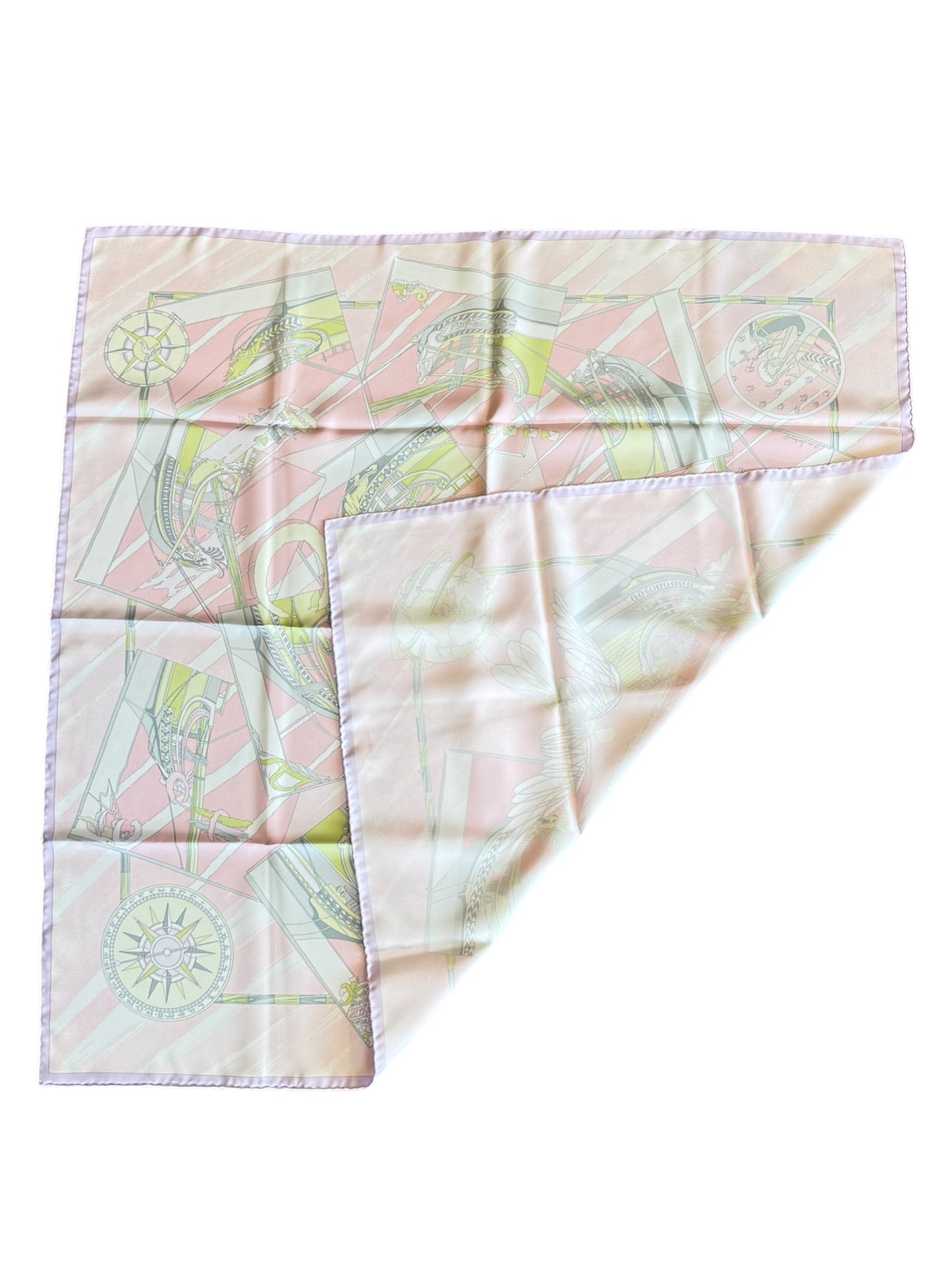 Hermès "Face au Large" Silk Scarf – Soft Pink & Pastel Tones