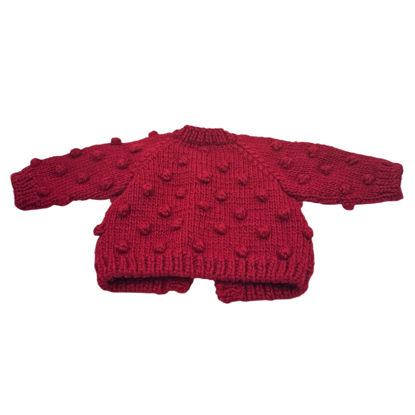 The Blueberry Hill Popcorn Knit Cardigan – Red, Size 12–24 Months