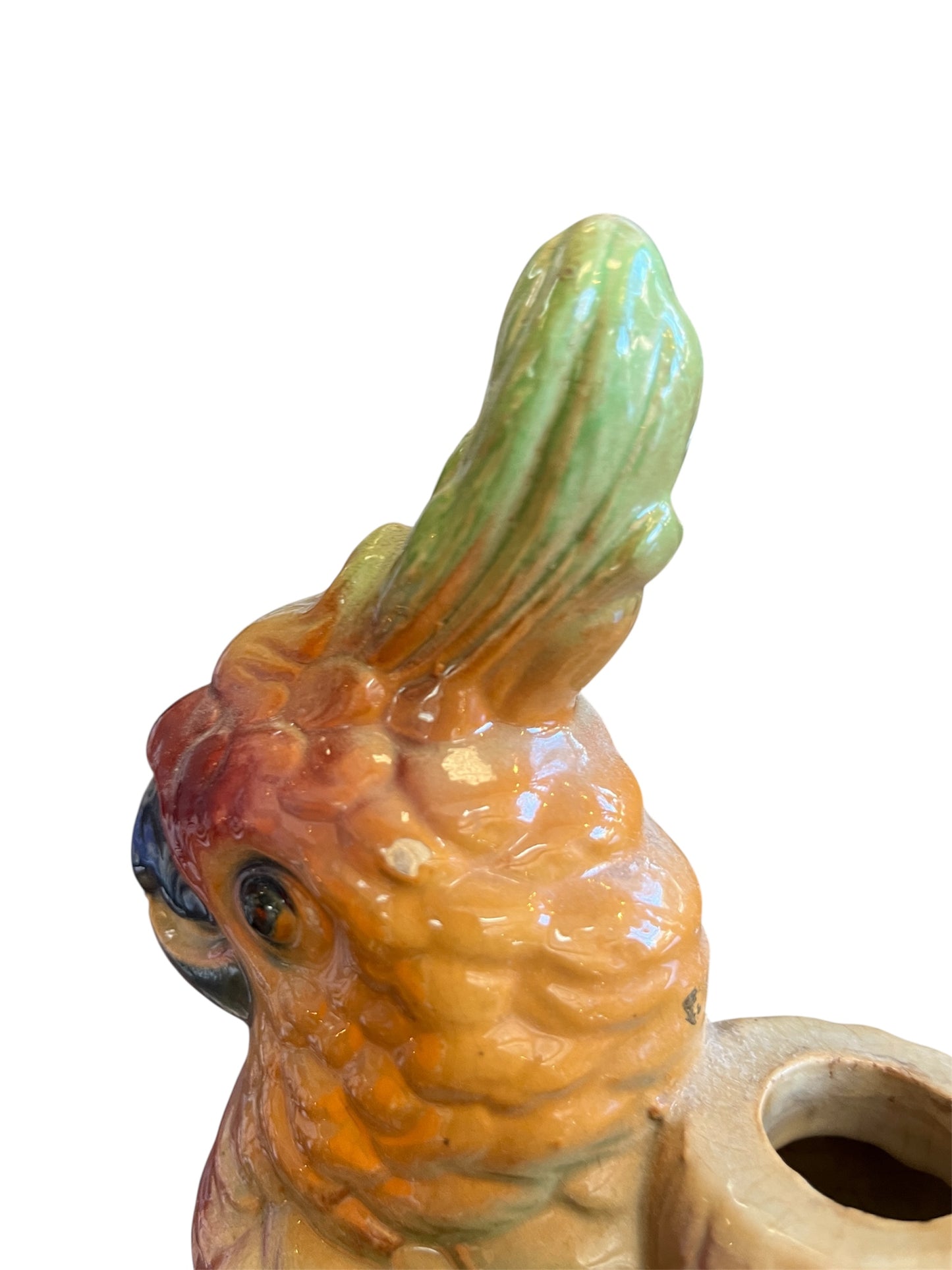 French Majolica Parrot Vase – St. Clément