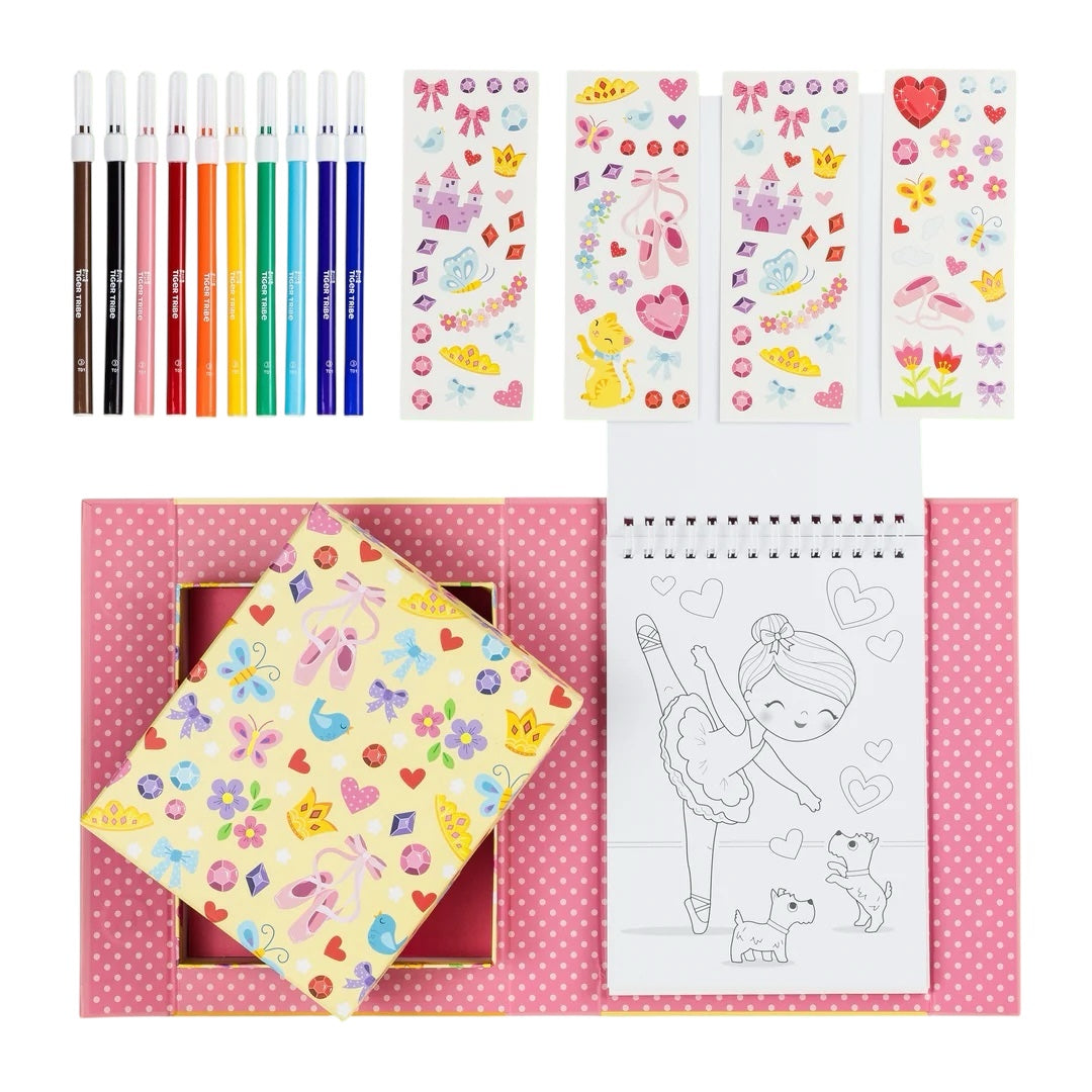 Tiger Tribe Ballet Colouring Set – Travel Art Kit with Stickers