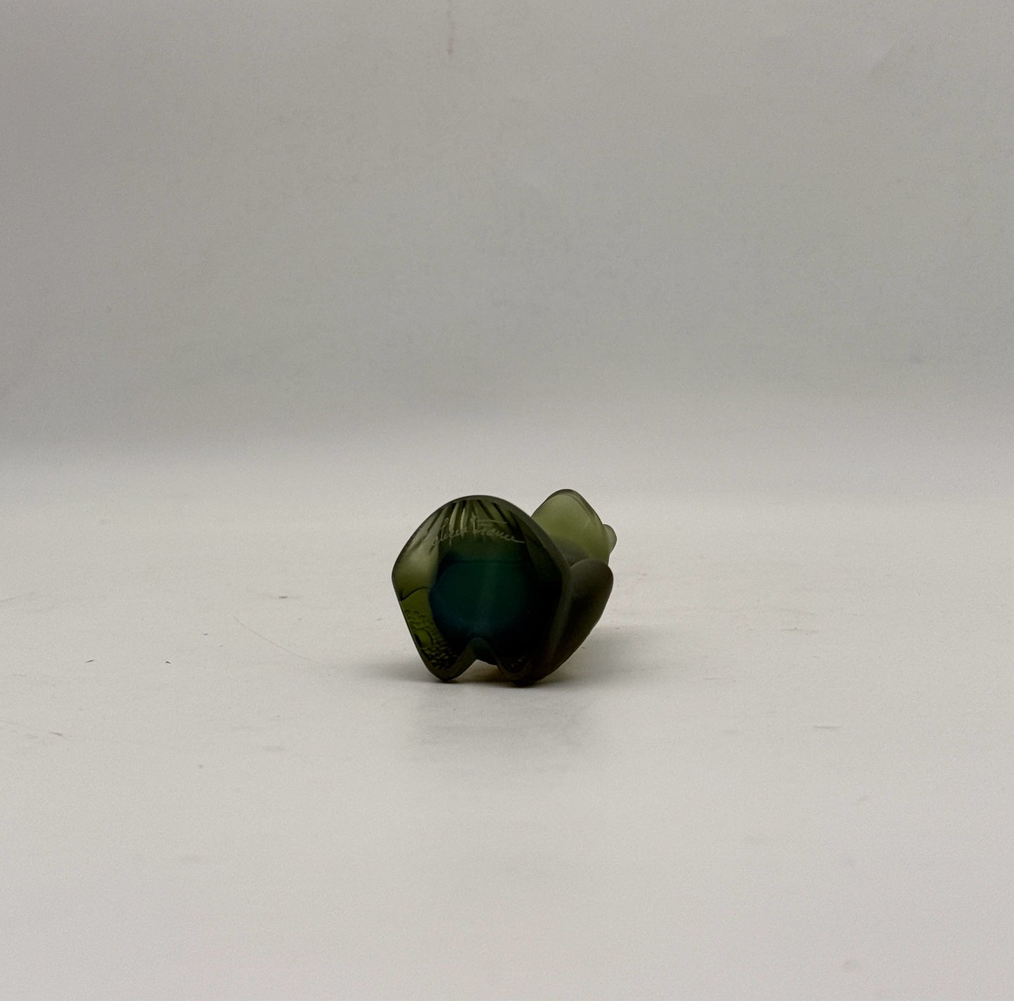Lalique Green Rainette Frog Figurine With Box