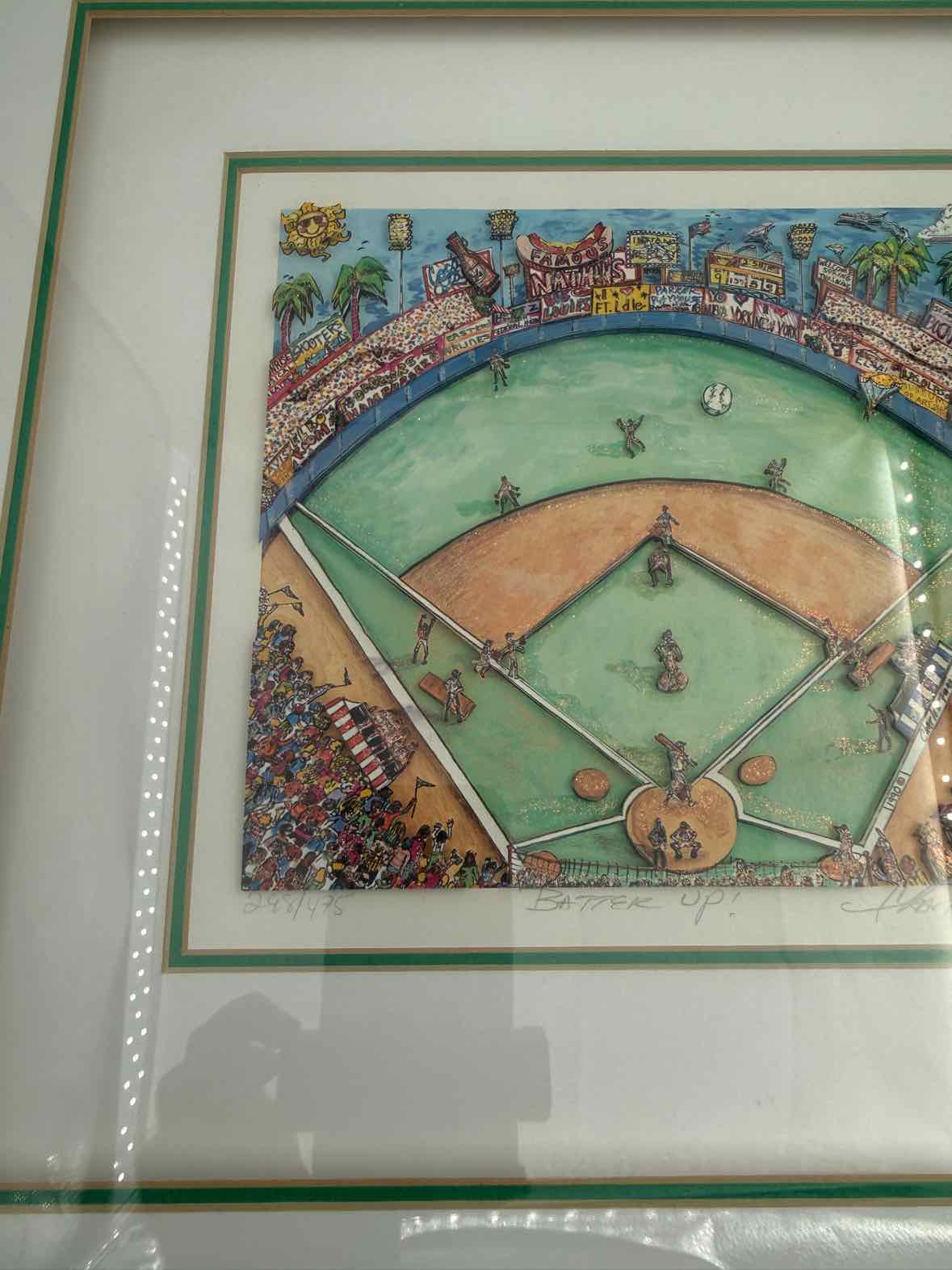 Charles Fazzino Batter Up Framed 3D Serigraph 1995