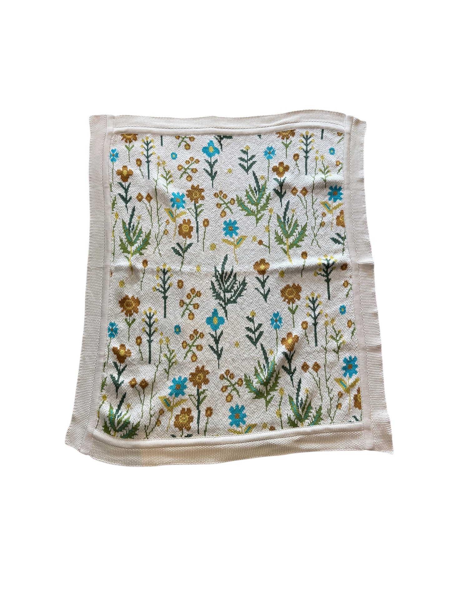 Cotton Knit Floral Baby Blanket – 40" x 32"
