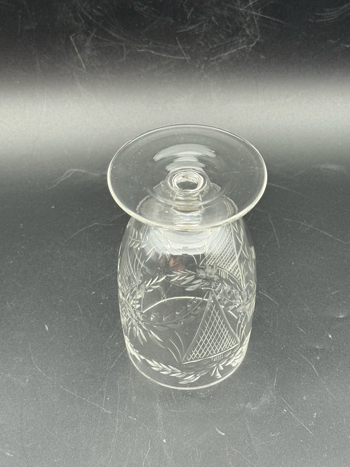 Vintage Short Stem Crystal Goblets- Set Of Six