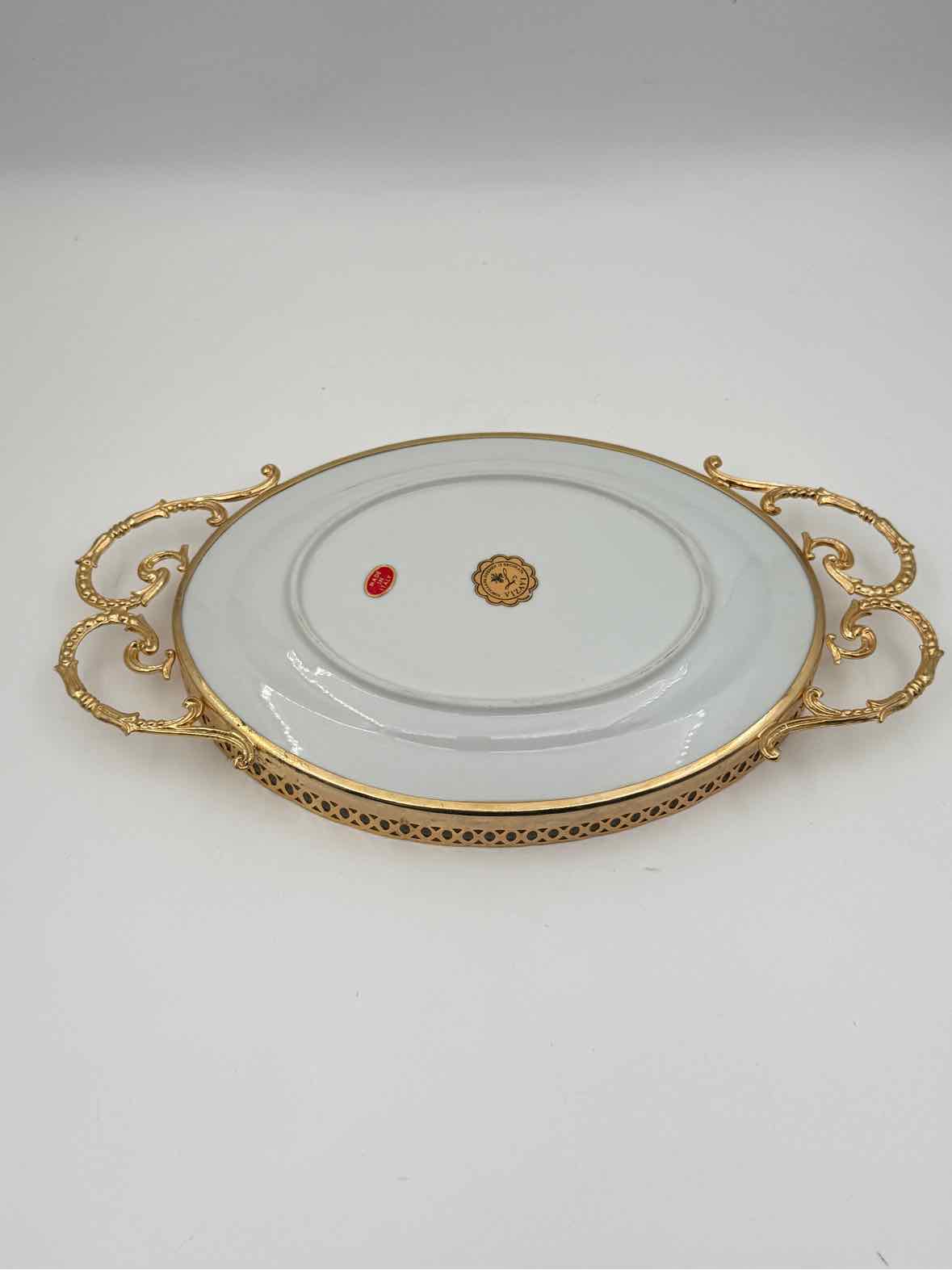 Italian Gilt Mounted Porcelain Tray