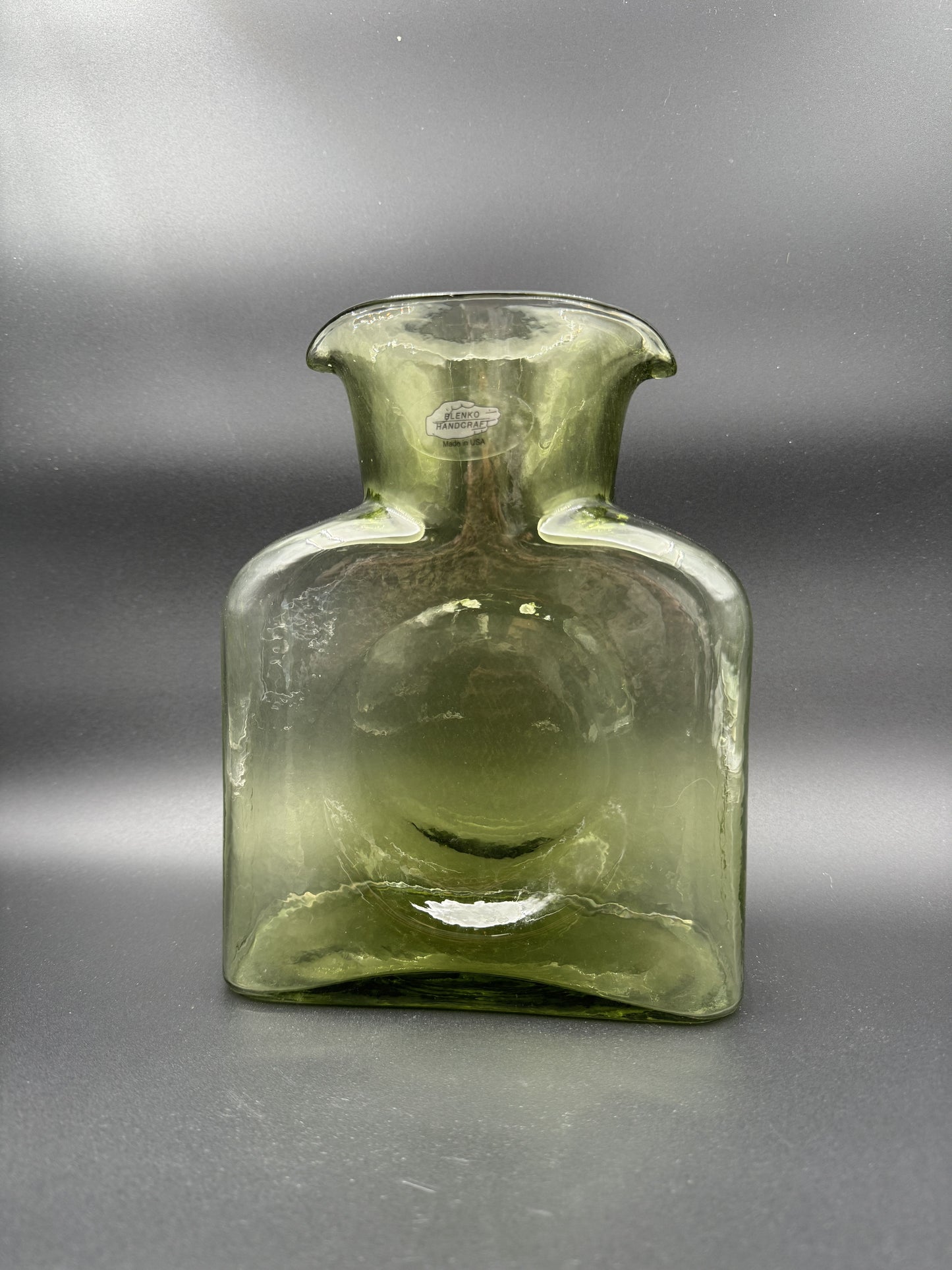 Blenko Green Glass Water Bottle – Signed 2002