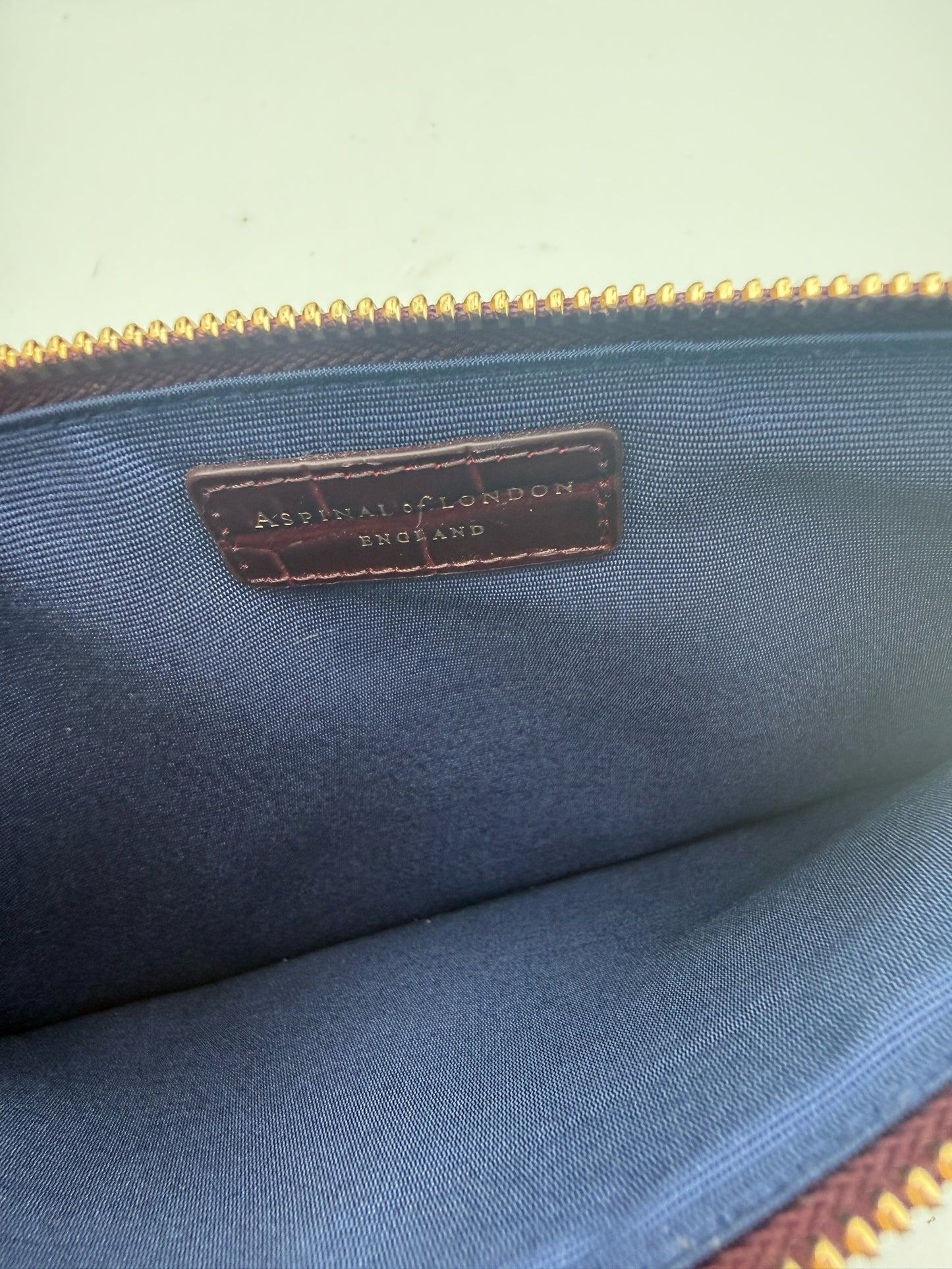 Aspinal Of London Croc Embossed Leather Clutch