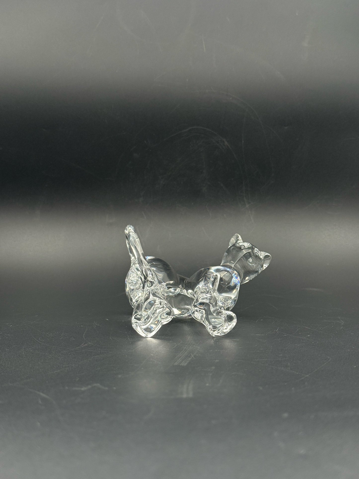 Baccarat Crystal Pouncing Cat Figurine