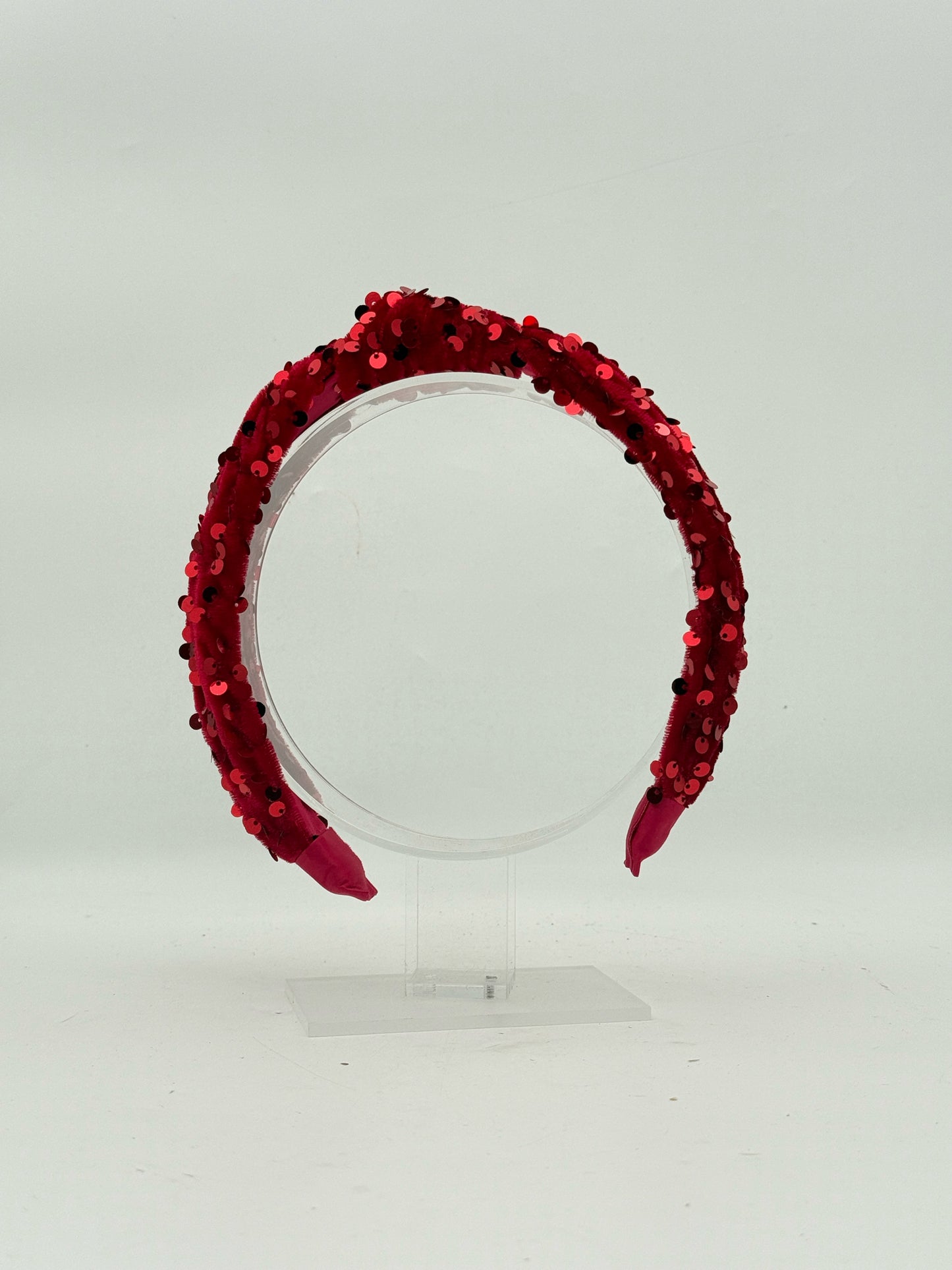 Red Velvet Sequin Knotted Headband