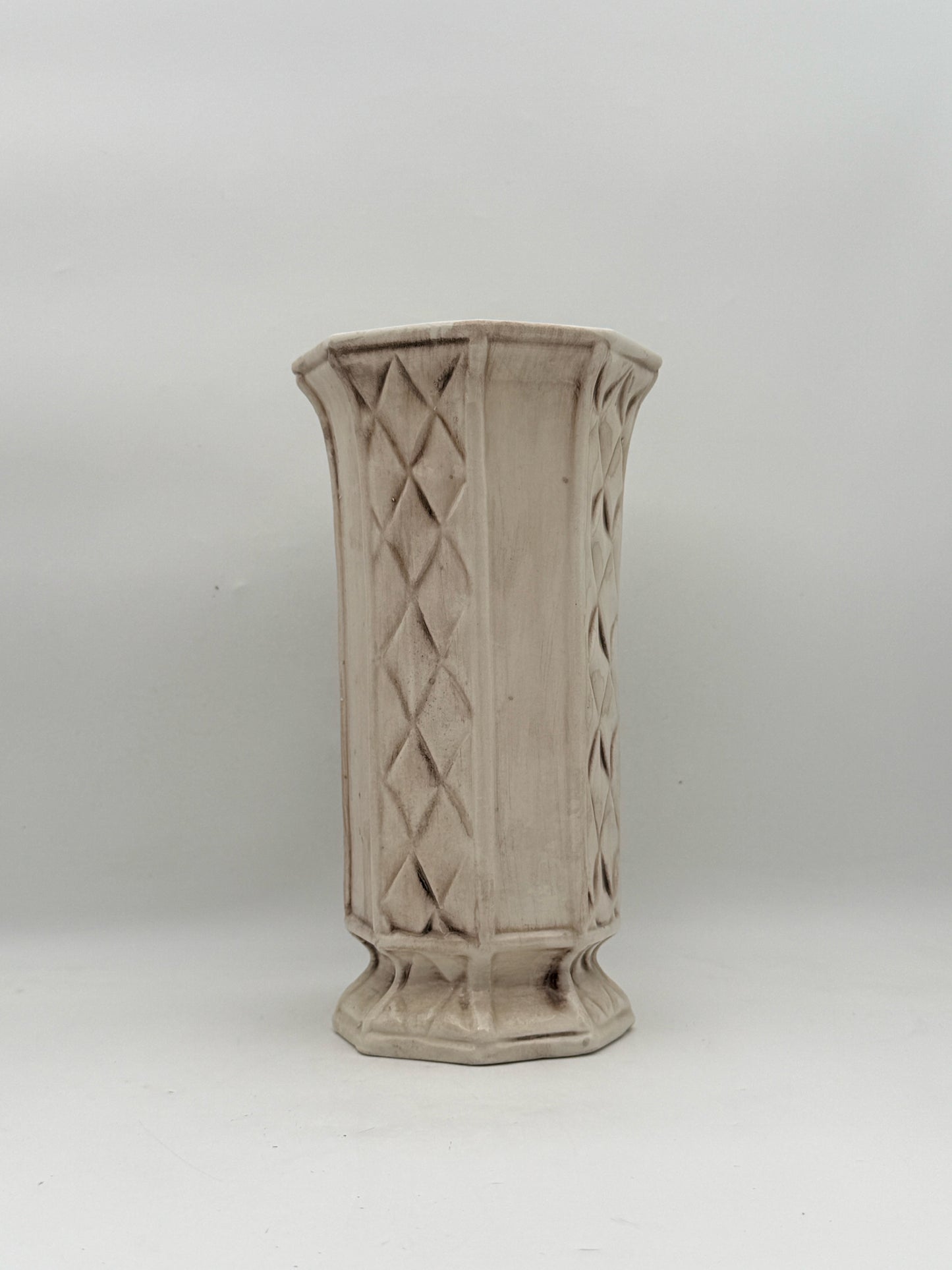 Vintage Ceramic Vase With Hand Applied Floral Details