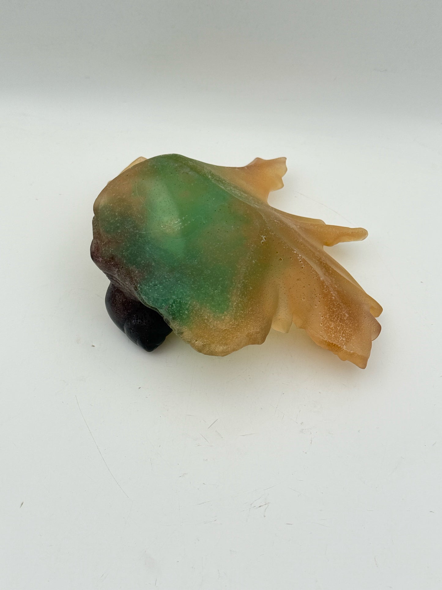 Daum France Pate de Verre Art Glass Maple Leaf And Snail Dish