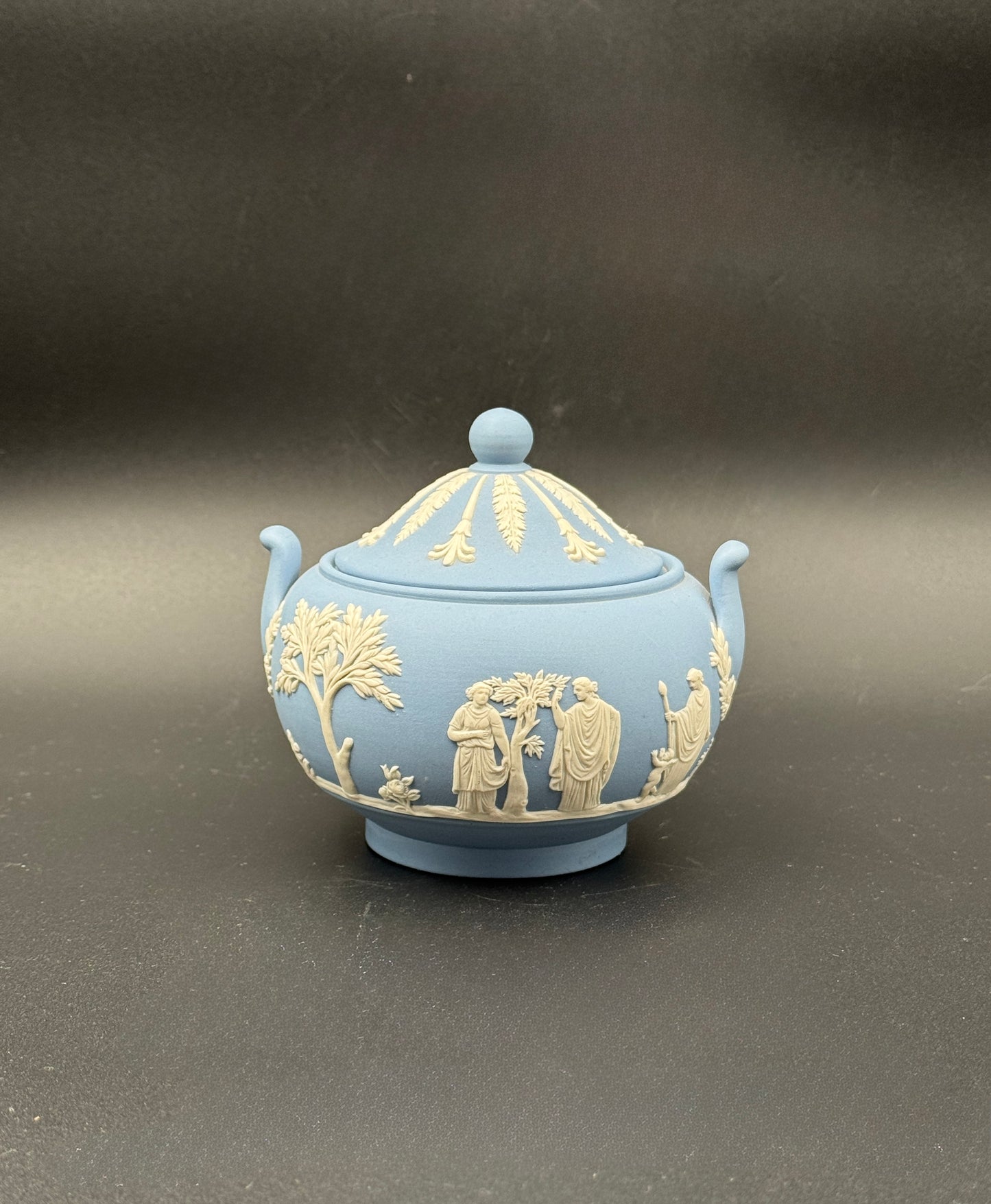 Wedgwood Jasperware Covered Bowl with Handles – Blue & White – England