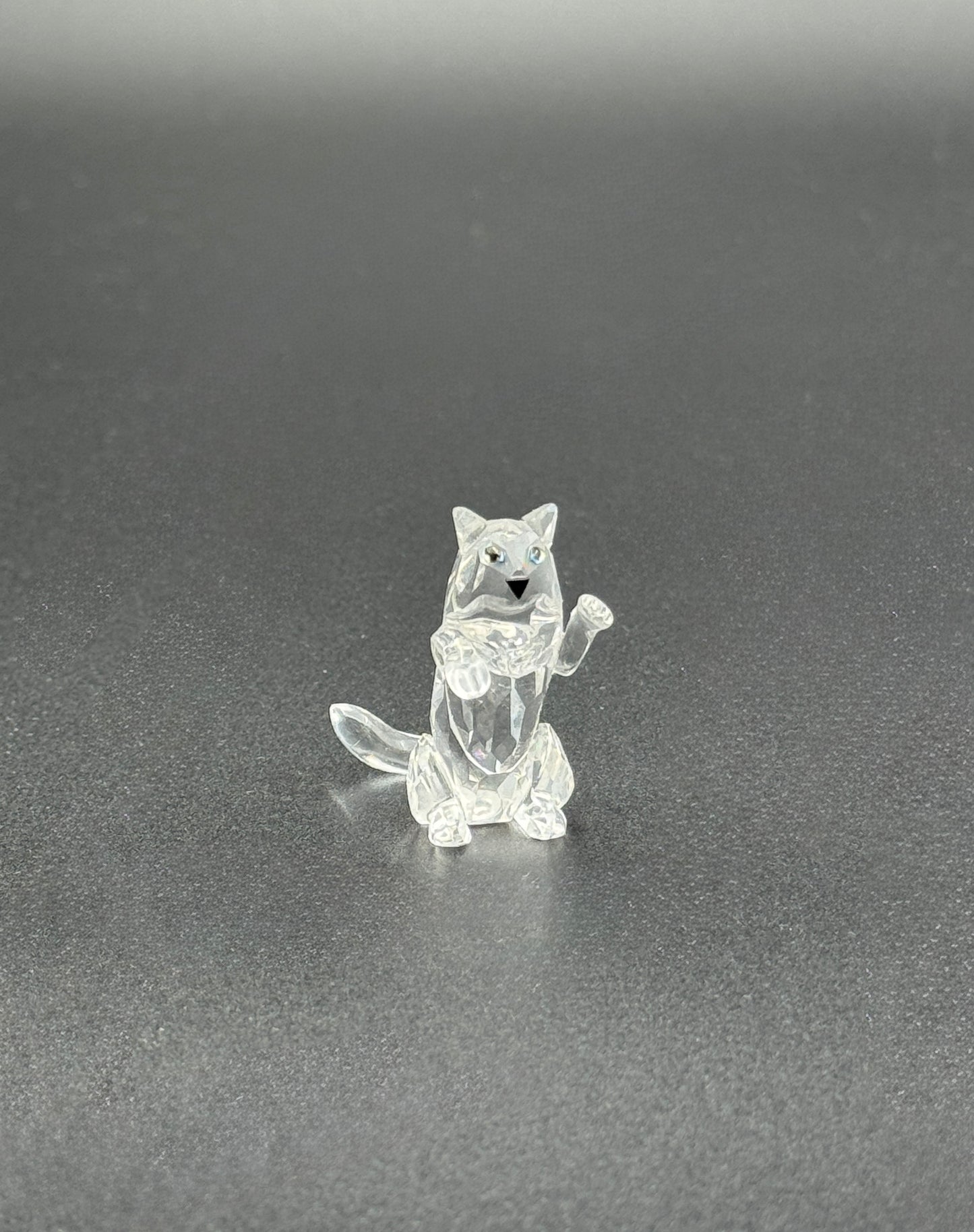Swarovski Mini Crystal Cat Figurine – Faceted Clear Glass