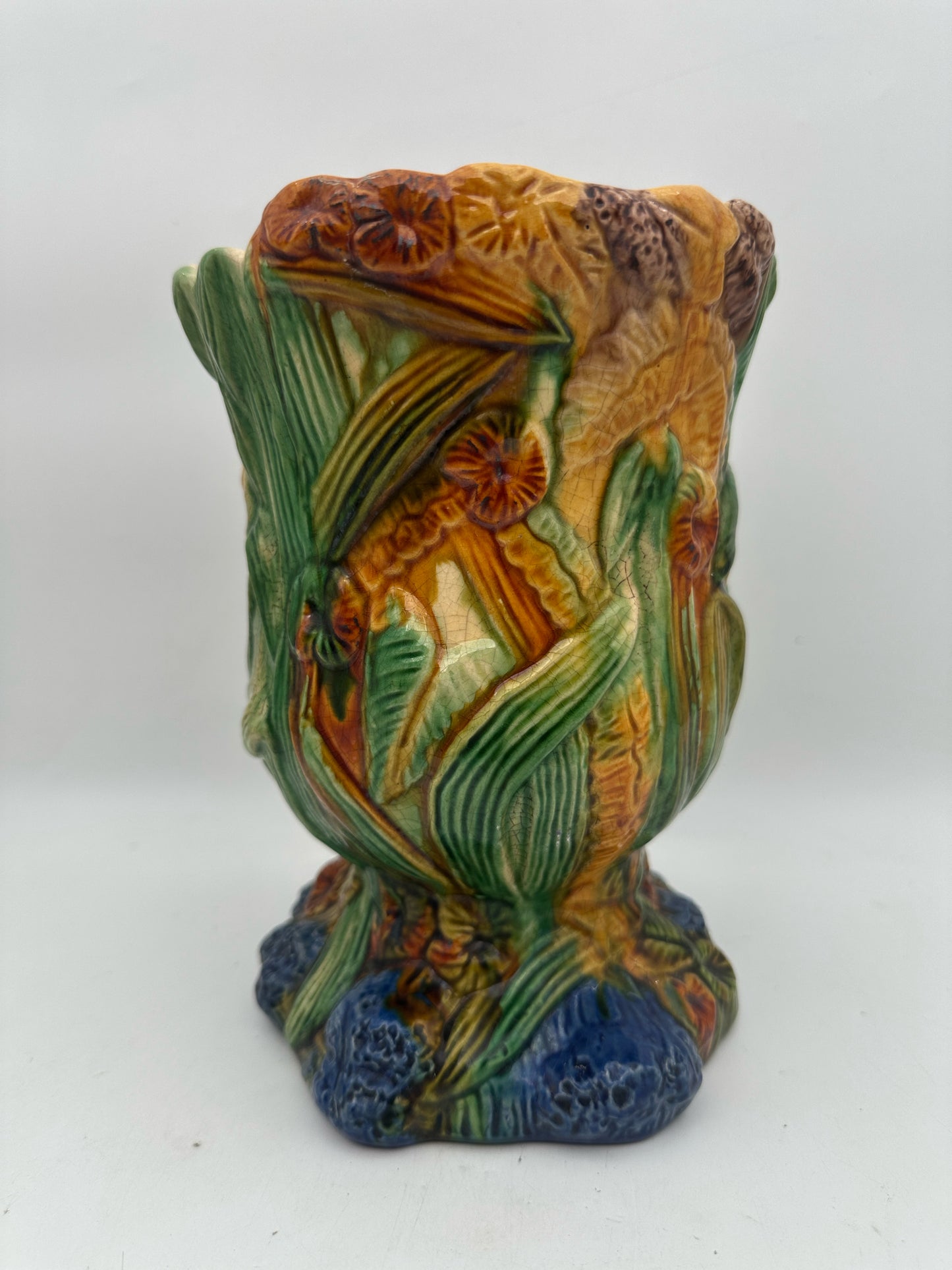 Majolica Woodpecker Cachepot