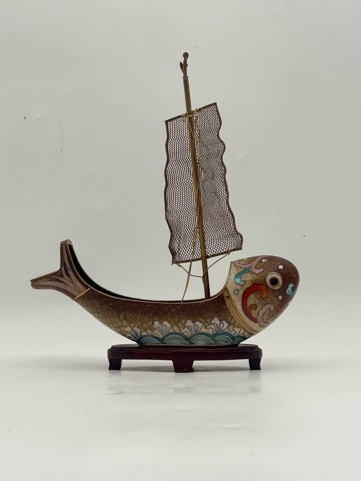Vintage Cloisonne Fish Boat