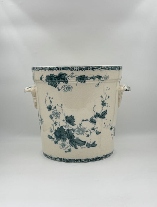 Wedgwood Cachepot – Teal Blue & White “Woodbine” Pattern, c.1900