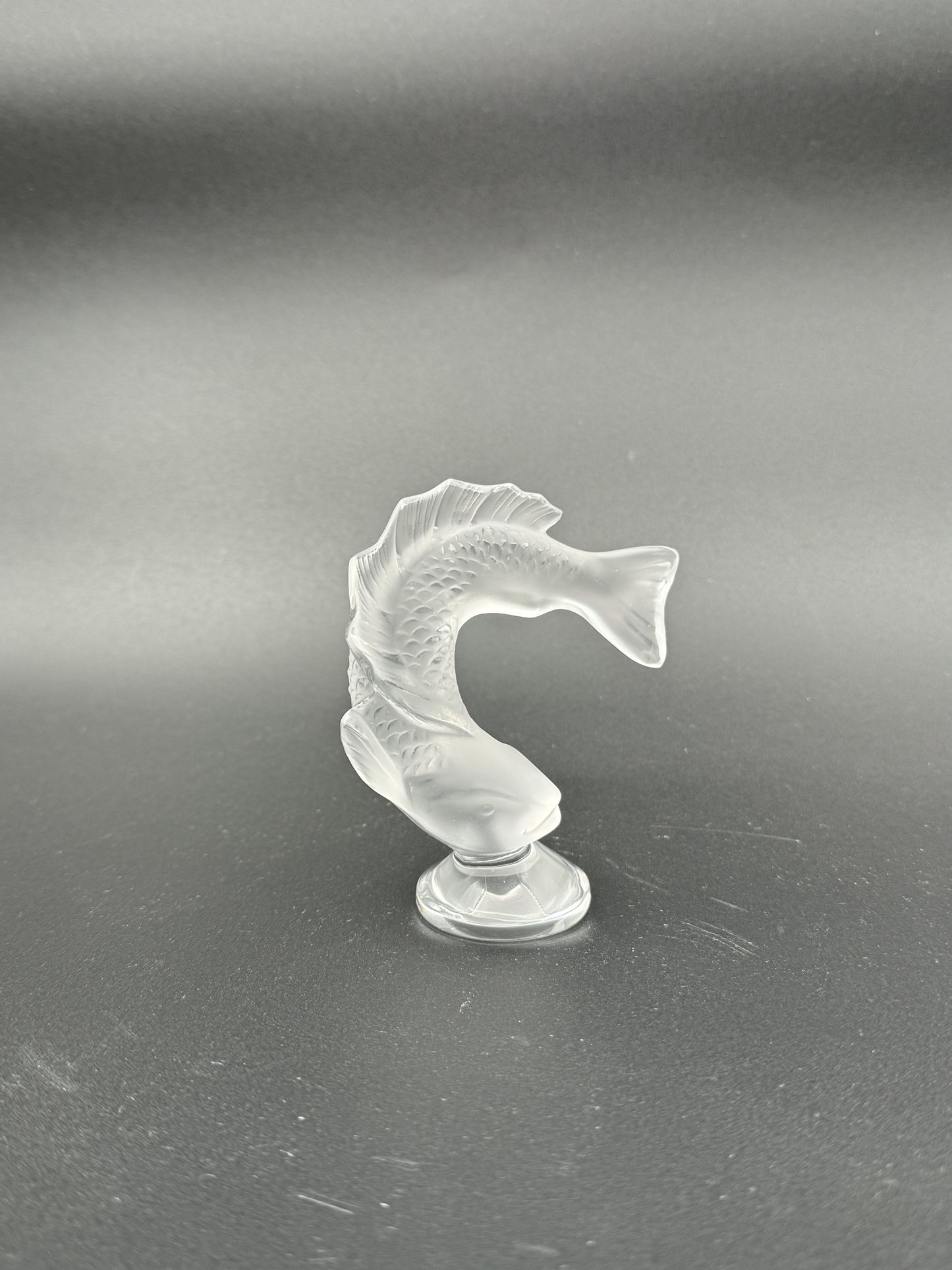 Lalique Crystal Leaping Koi Fish Figurine – Clear Frosted