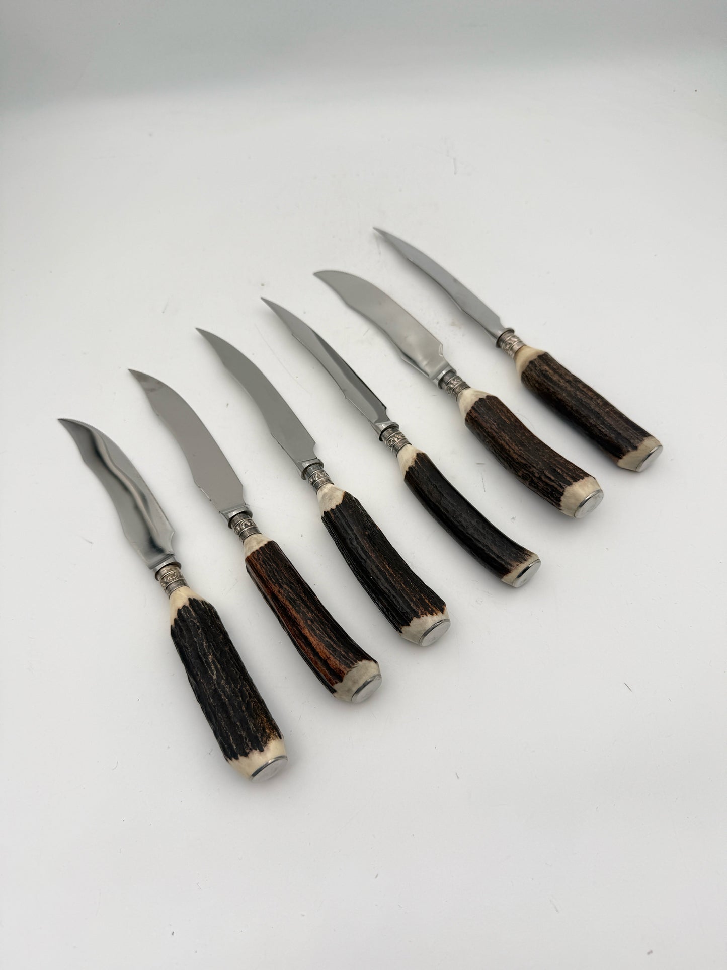 Vintage Sheffield Antler Steak Knives- Set Of 6