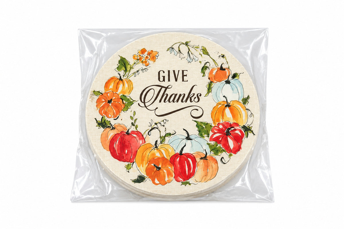 Give Thanks Paper Coasters- Set Of 20