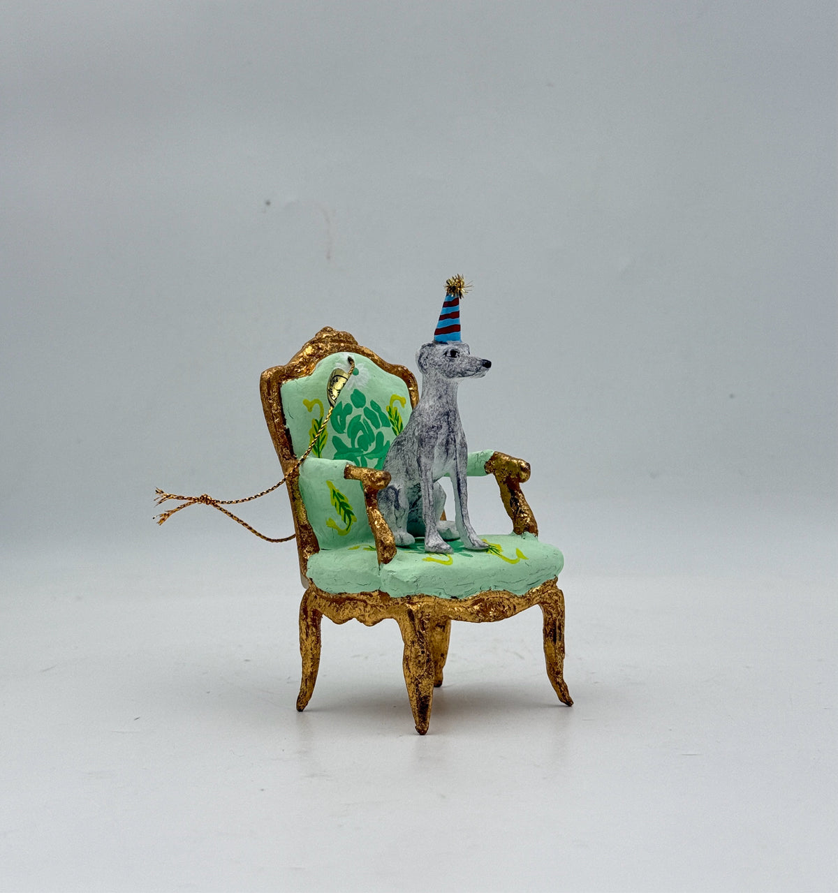 Party Hat Dog On Chair Ornament