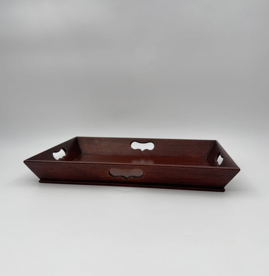 Williamsburg Mahogany-Style Wood Tray – Rectangular with Cut-Out Handles