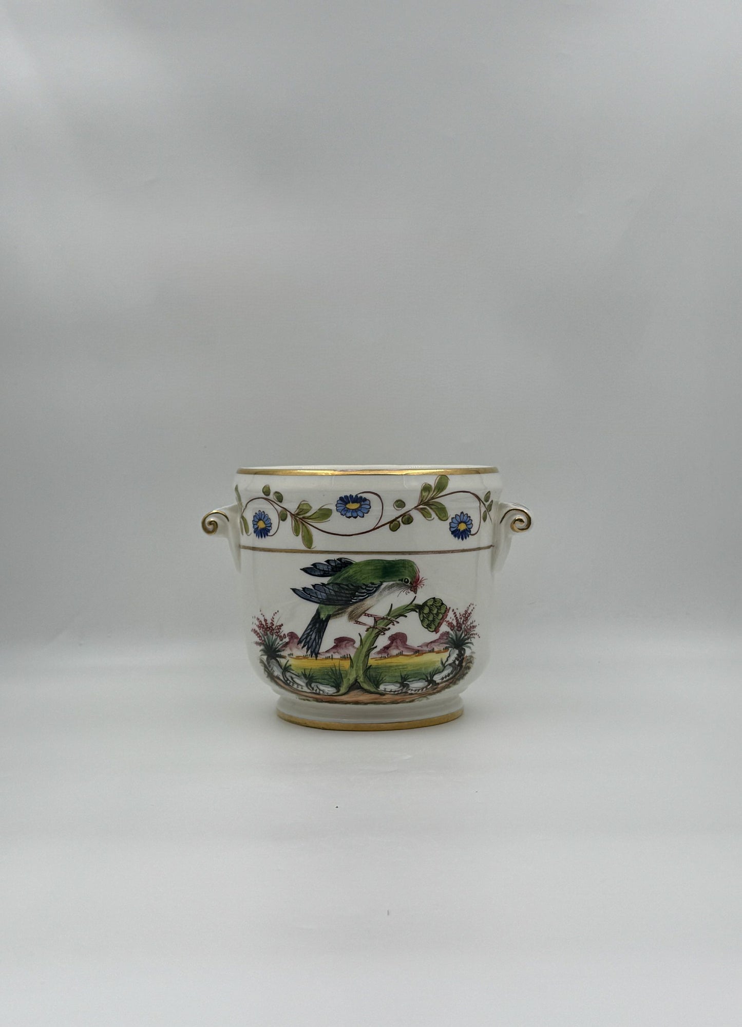 Tiffany & Co. Italian Cache Pot – Hand-Painted Bird & Floral Motif