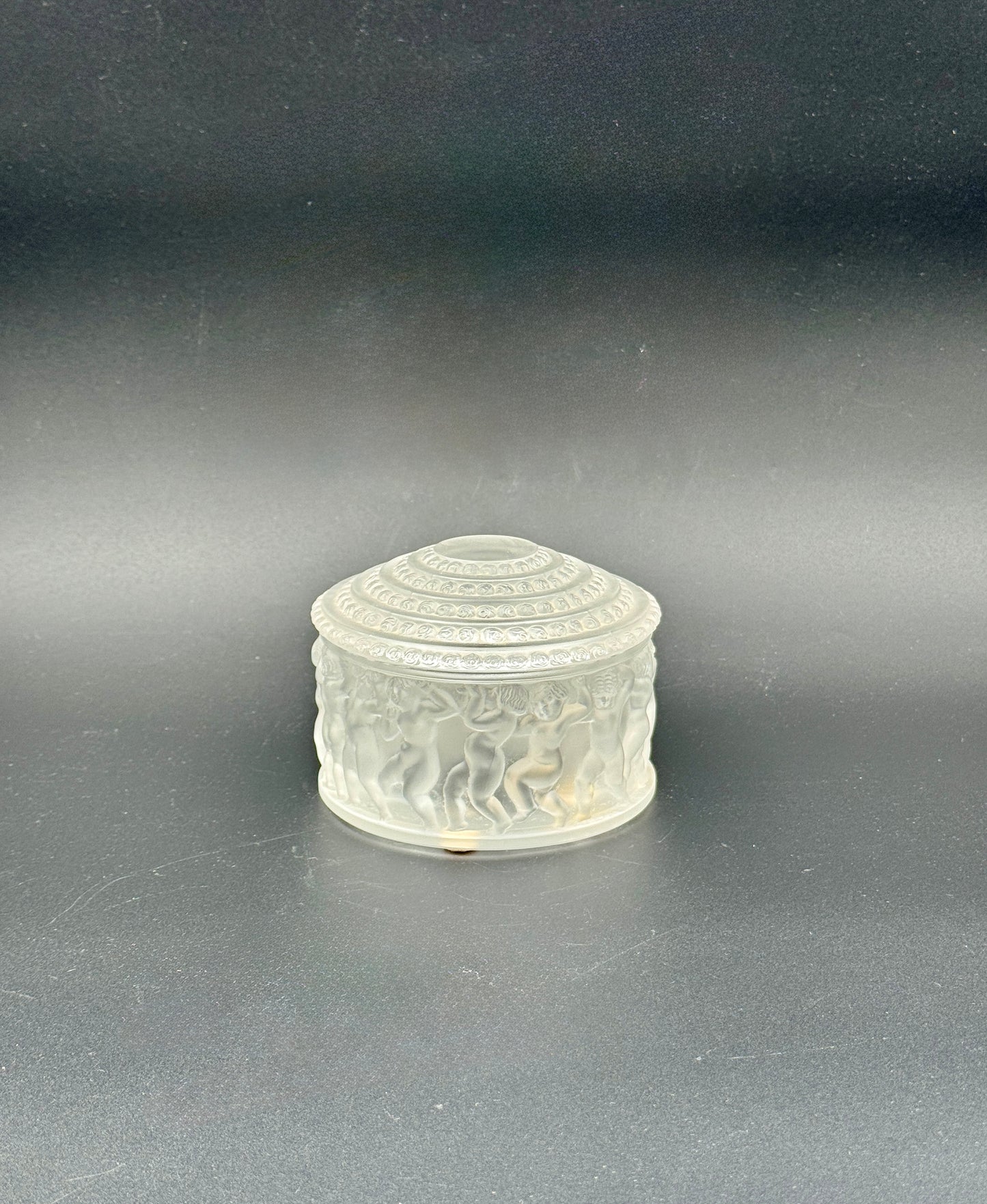 Lalique "Les Enfants" Frosted Crystal Powder Box – France