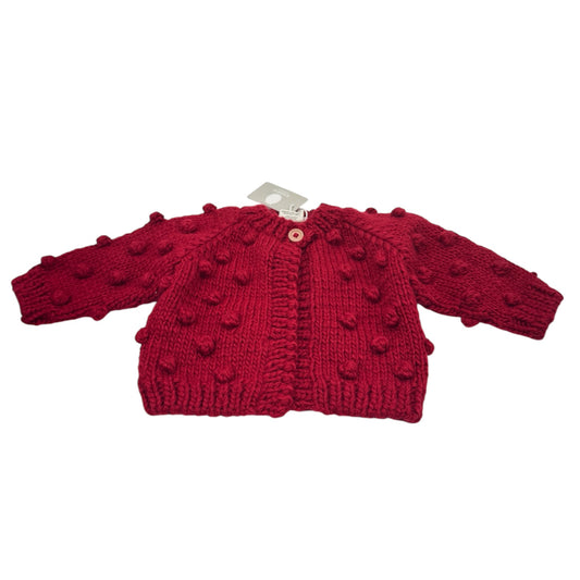 The Blueberry Hill Popcorn Knit Cardigan – Red, Size 12–24 Months
