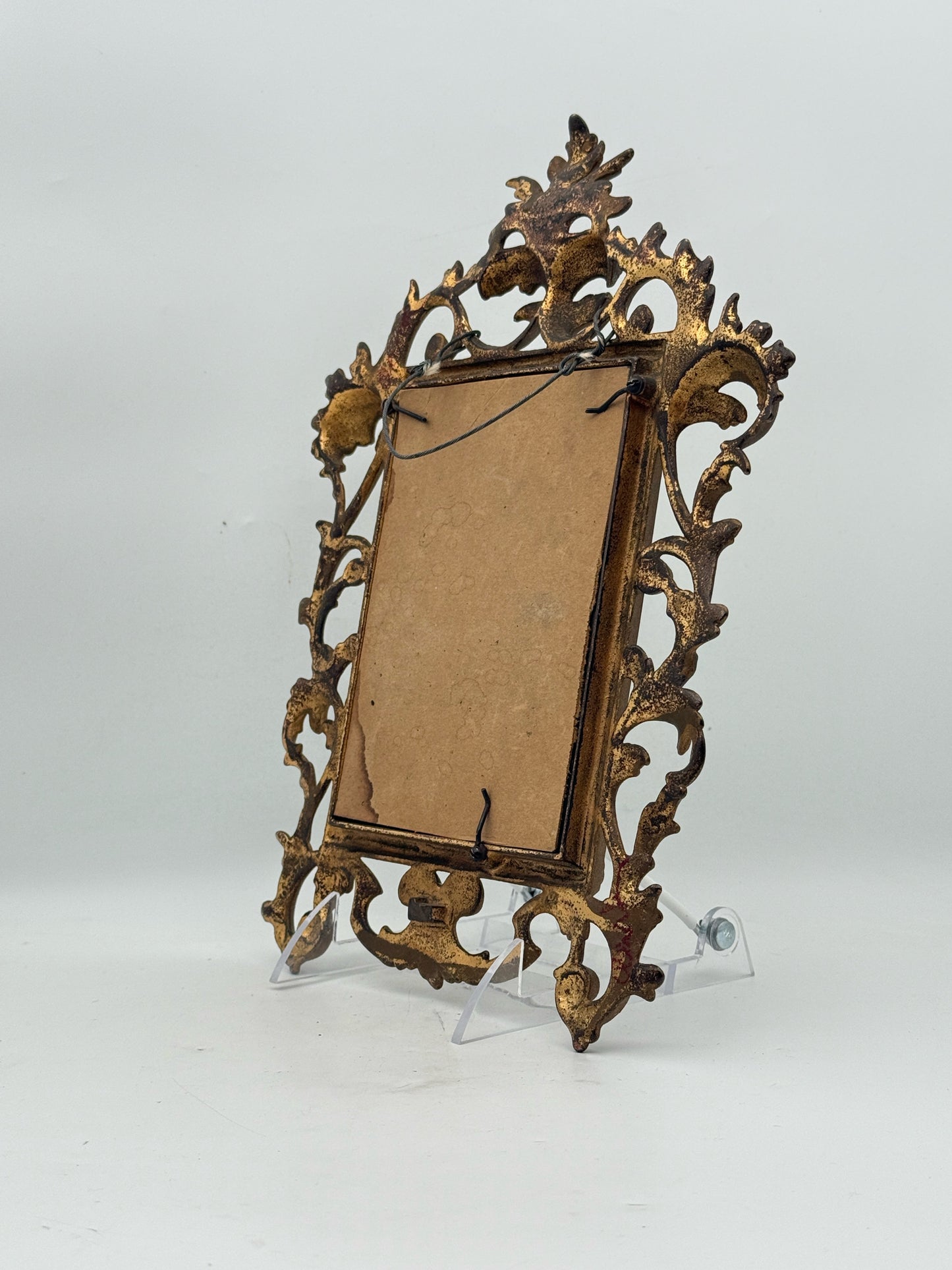 Vintage Small Gold Tone Metal Mirror