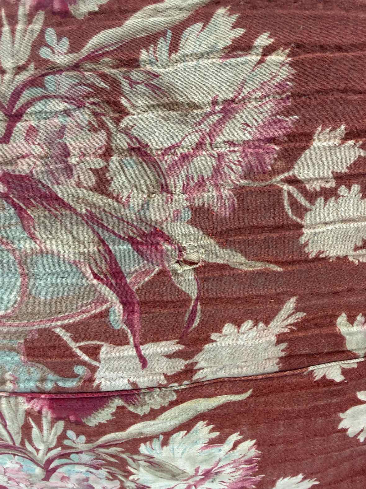 Antique French Decorative Red Floral Pillows Set Of 3