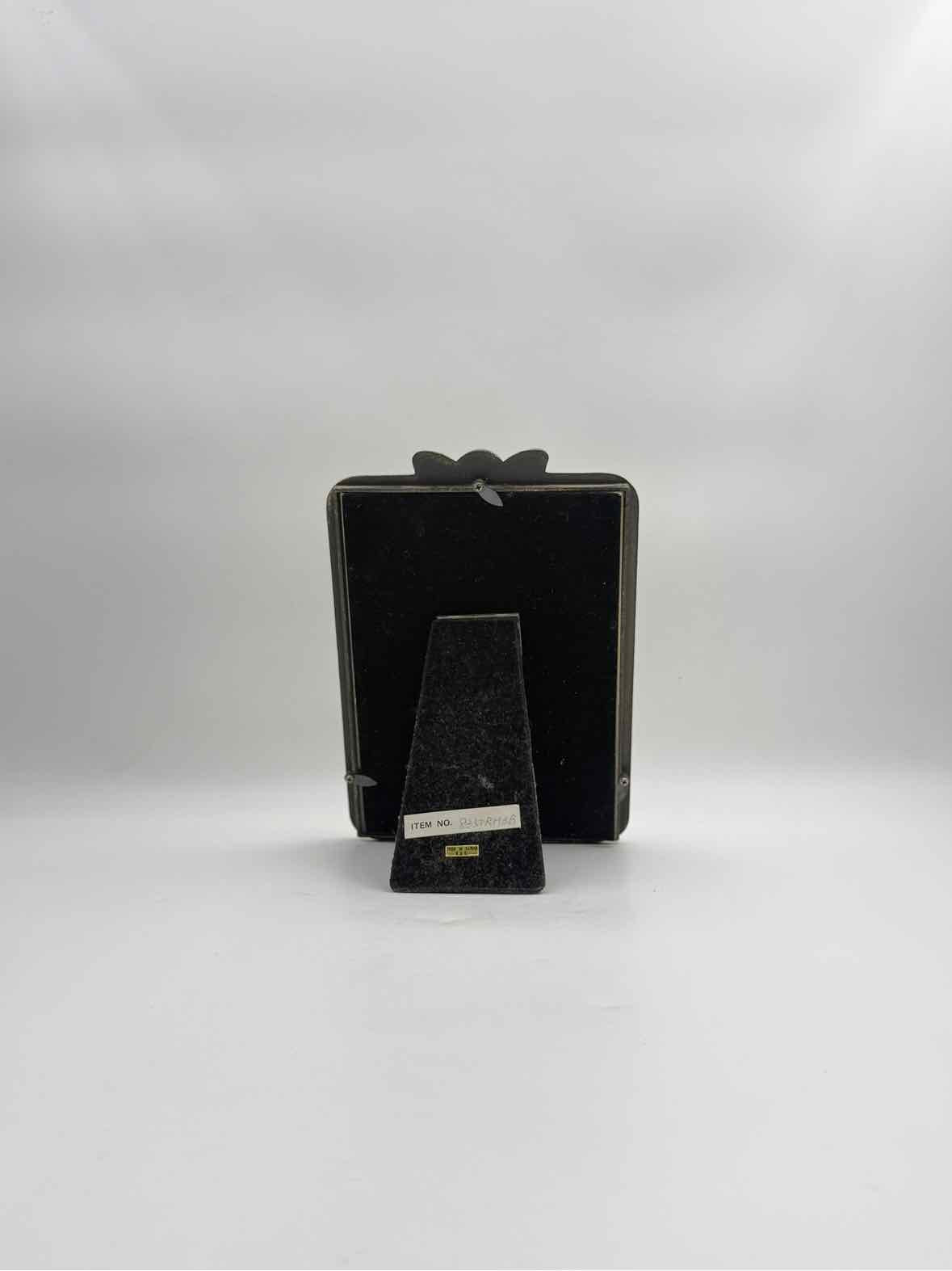 Large Metal Bow Decorative Frame With Green Stone