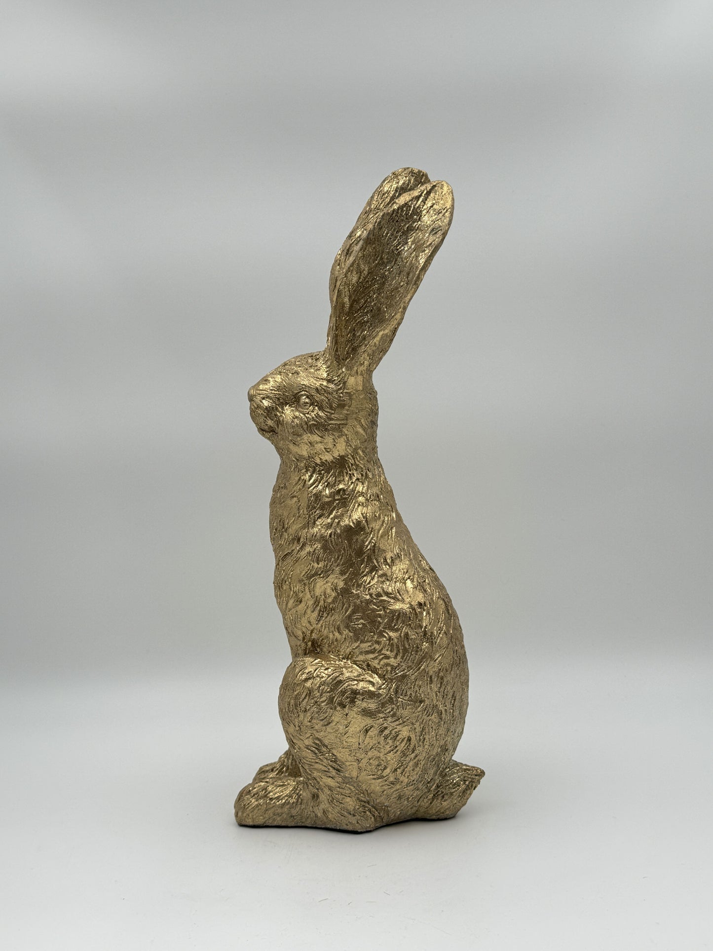 Gold Textured Sitting Rabbit Sculpture - 12.25" Height