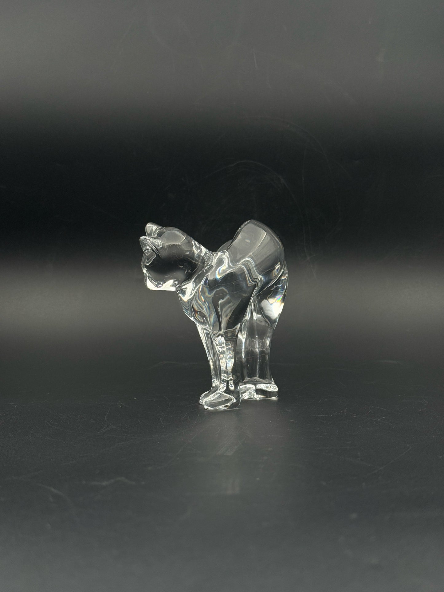 Baccarat Crystal Pouncing Cat Figurine
