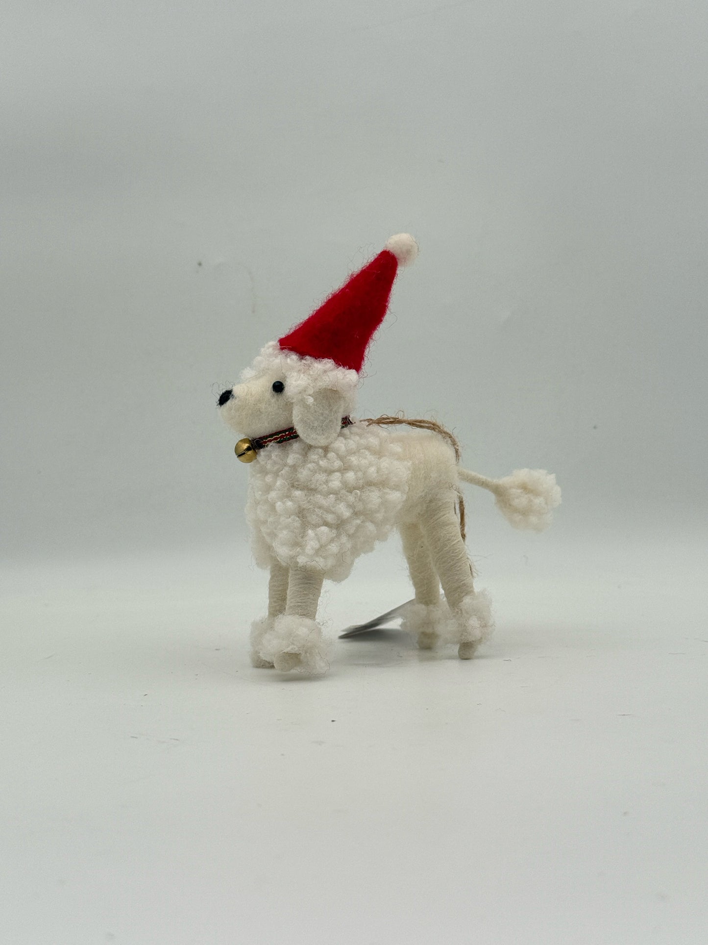 White Poodle Wool Christmas Ornament