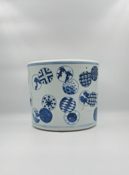 Blue and White Porcelain Planter – Circle Motif