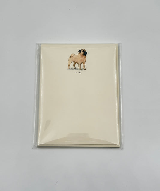 Fable & Sage Pug Flat Note Cards – Set of 6 with Envelopes
