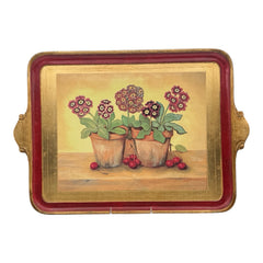 Vietri Cherries And Flowers Large Tray Made In Italy